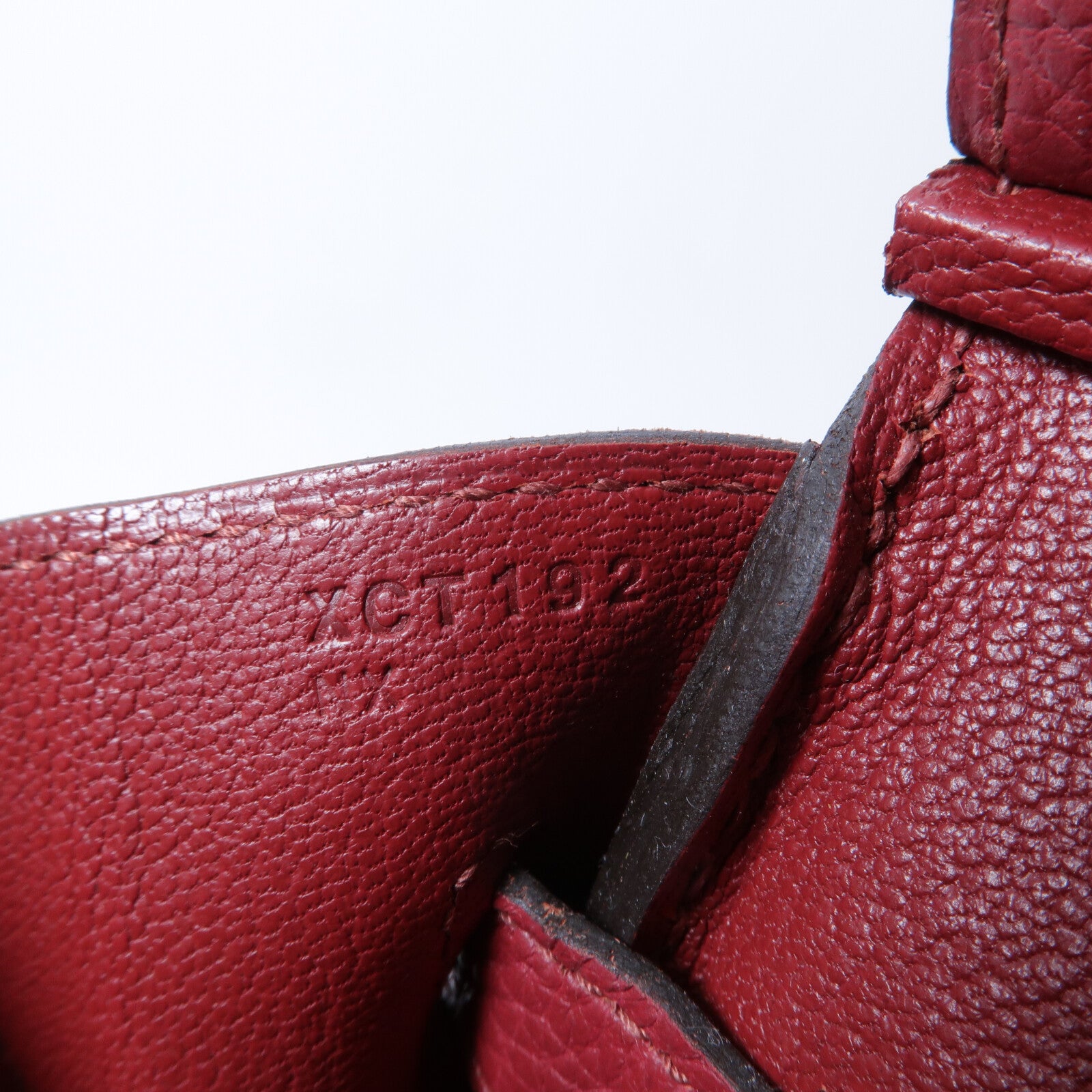 HERMES Clemence皮革Birkin 30手挽袋Rouge Gernat
