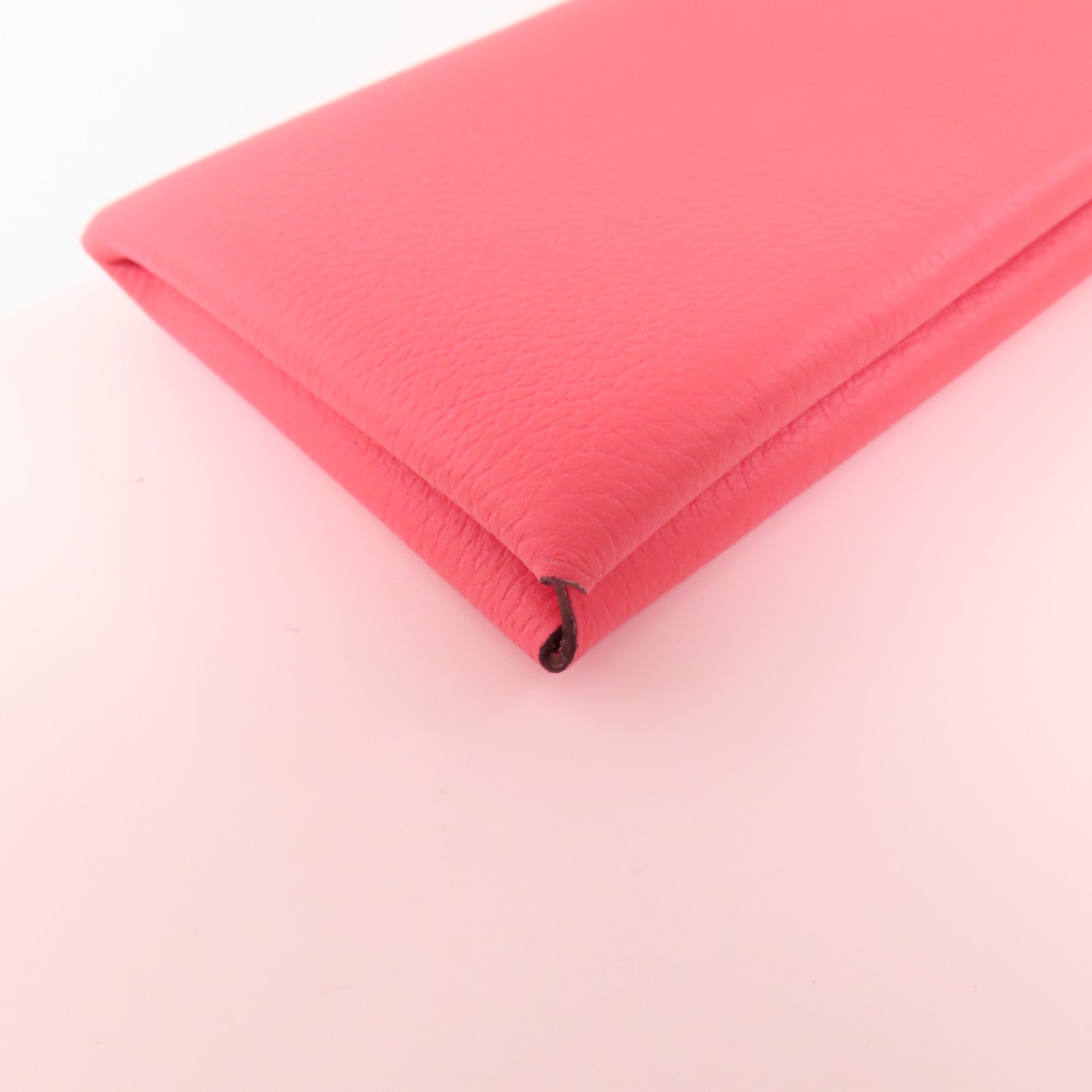 HERMES Evercolor皮革Calvi銀扣卡片套Rose Azalee