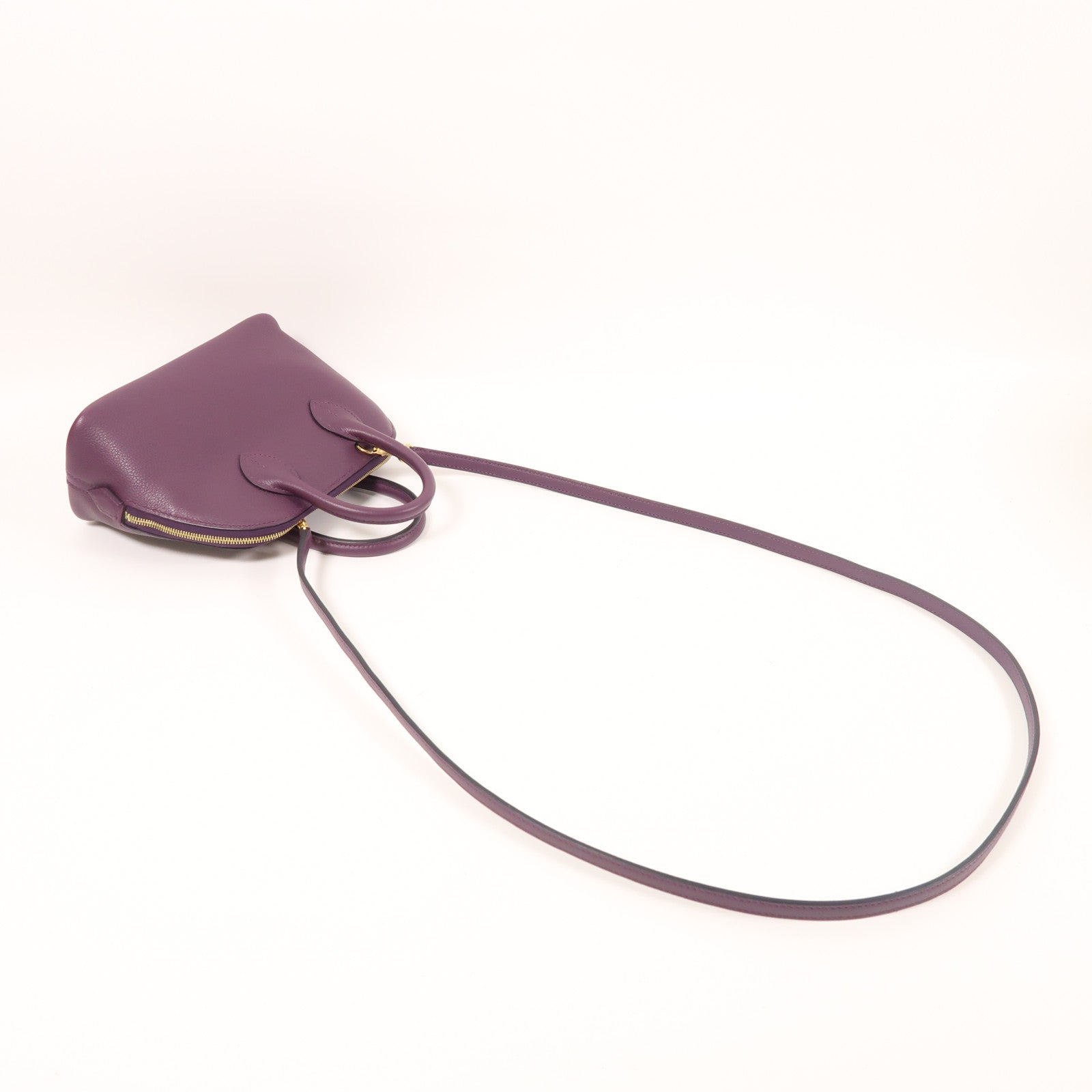 HERMES GHW Mini Bolide 2 Way Shoulder Bag Evercolor Leather Cassis/Rouge Grenat