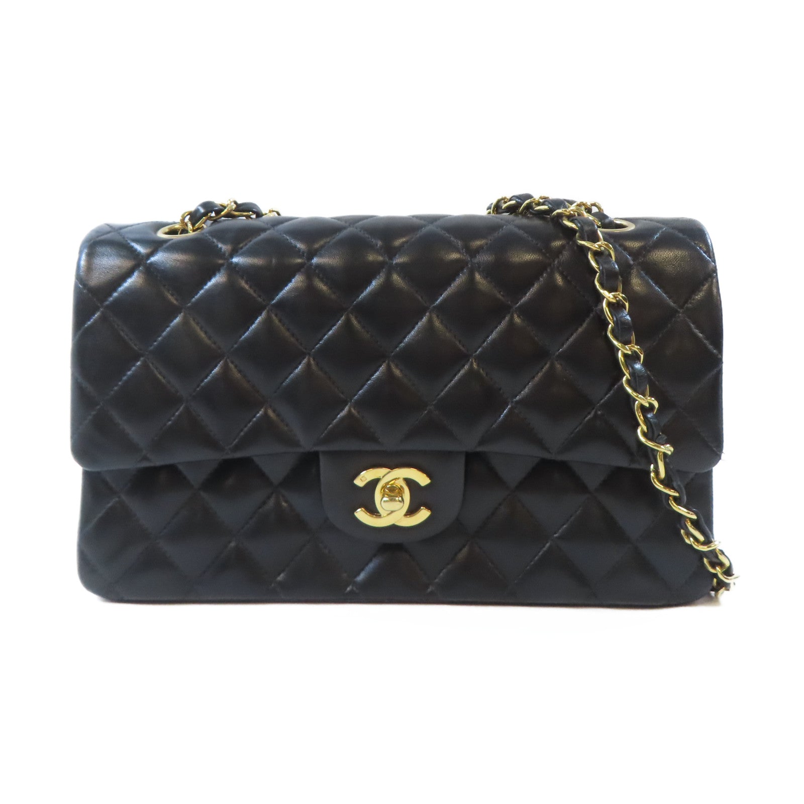CHANEL 【激減優惠】菱格羊皮皮革Classic 25金扣鏈帶肩背袋黑色