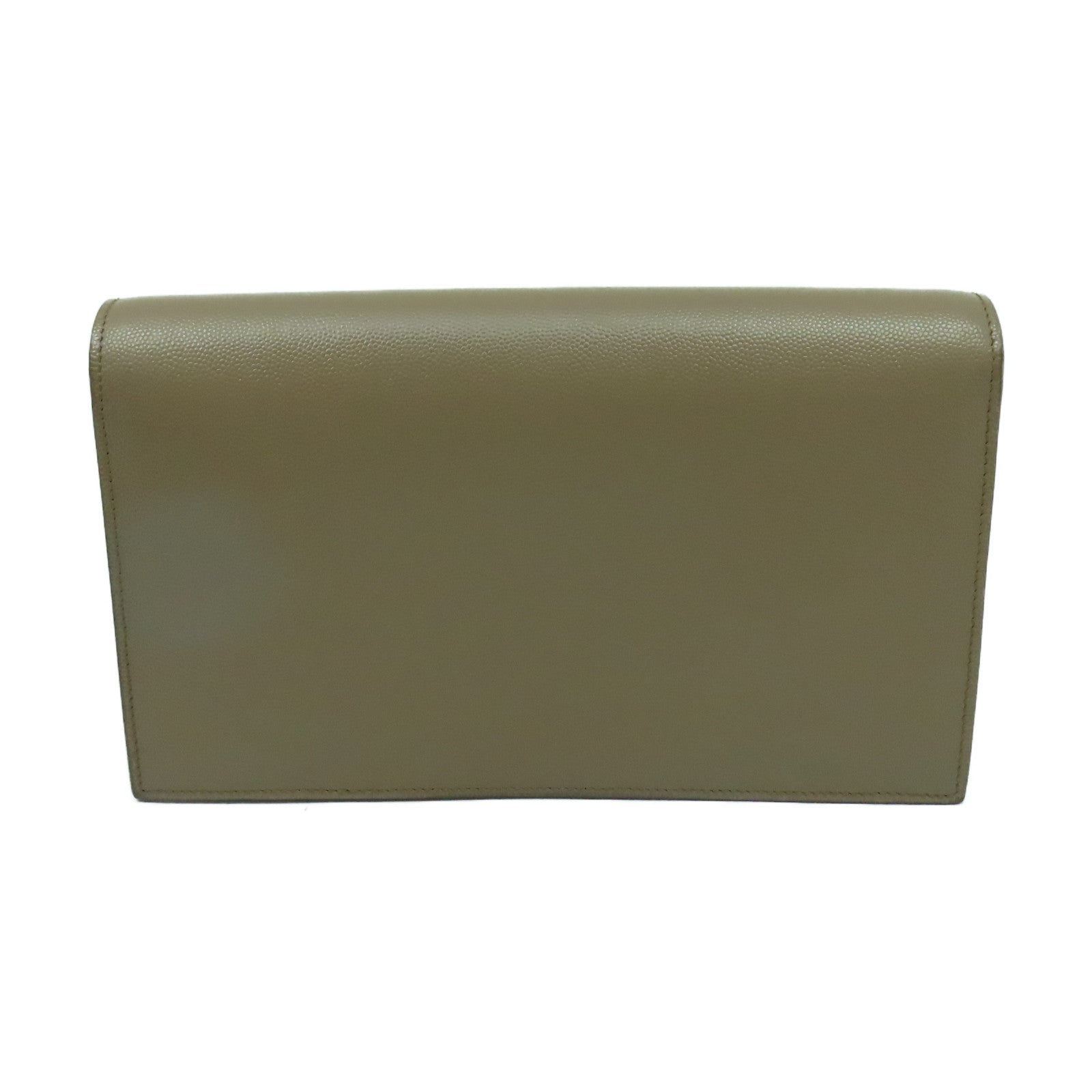 SAINT LAURENT 【激減優惠】牛皮皮革Clutch Bag銀扣手拿包啡色
