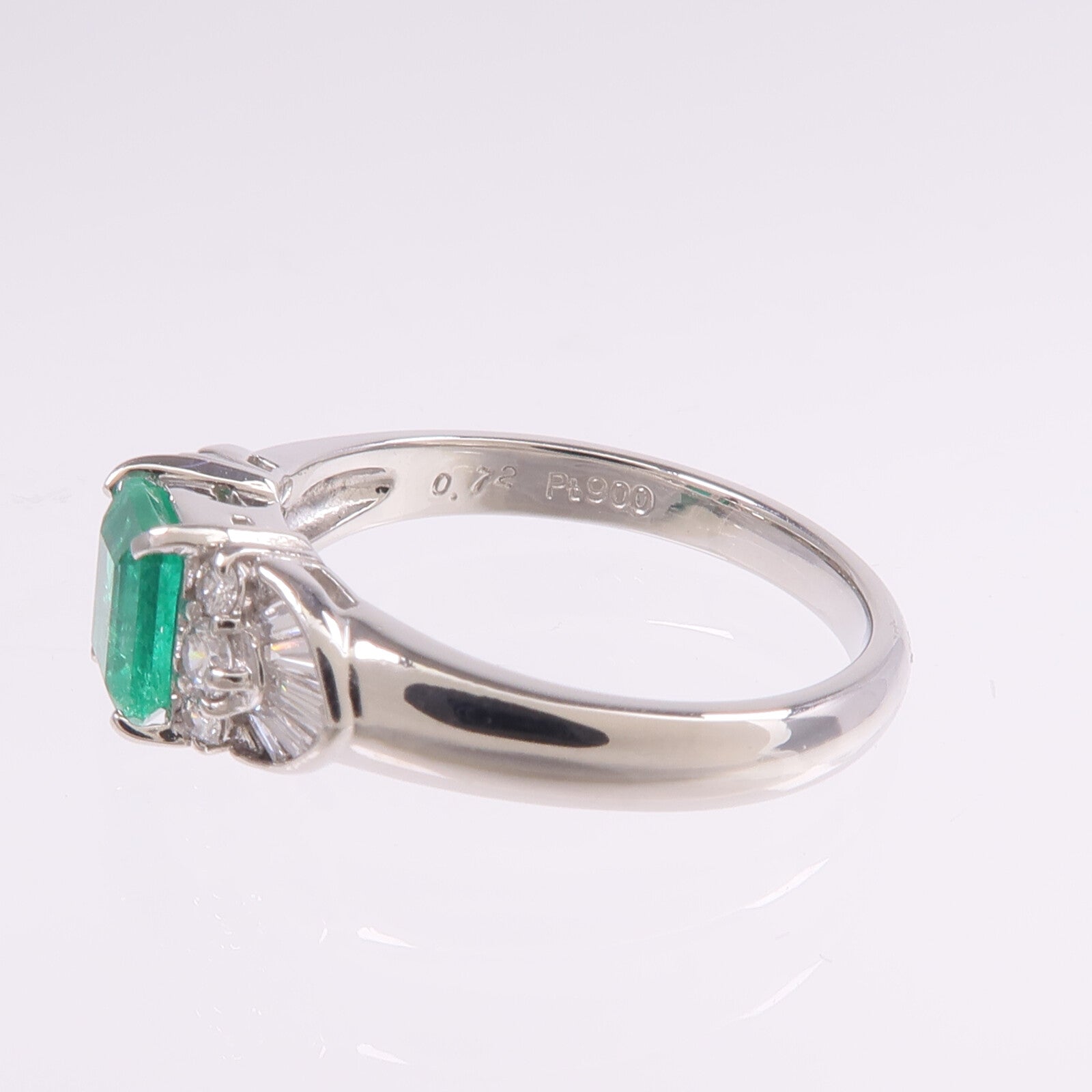 JEWELRY PT900鉑金Emerald Diamond Ring綠寶石/鑽石戒指US#6