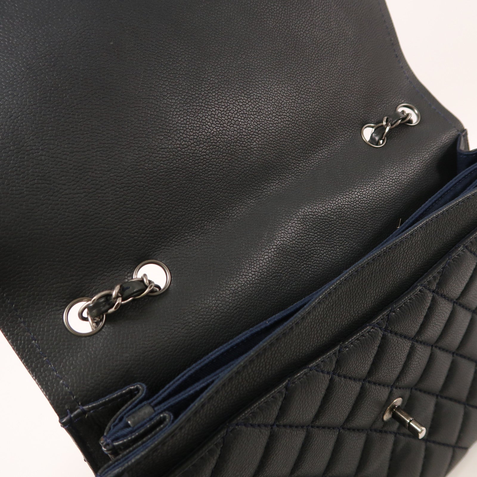 CHANEL 牛皮皮革Chain Shoulder銀扣鏈帶肩背袋