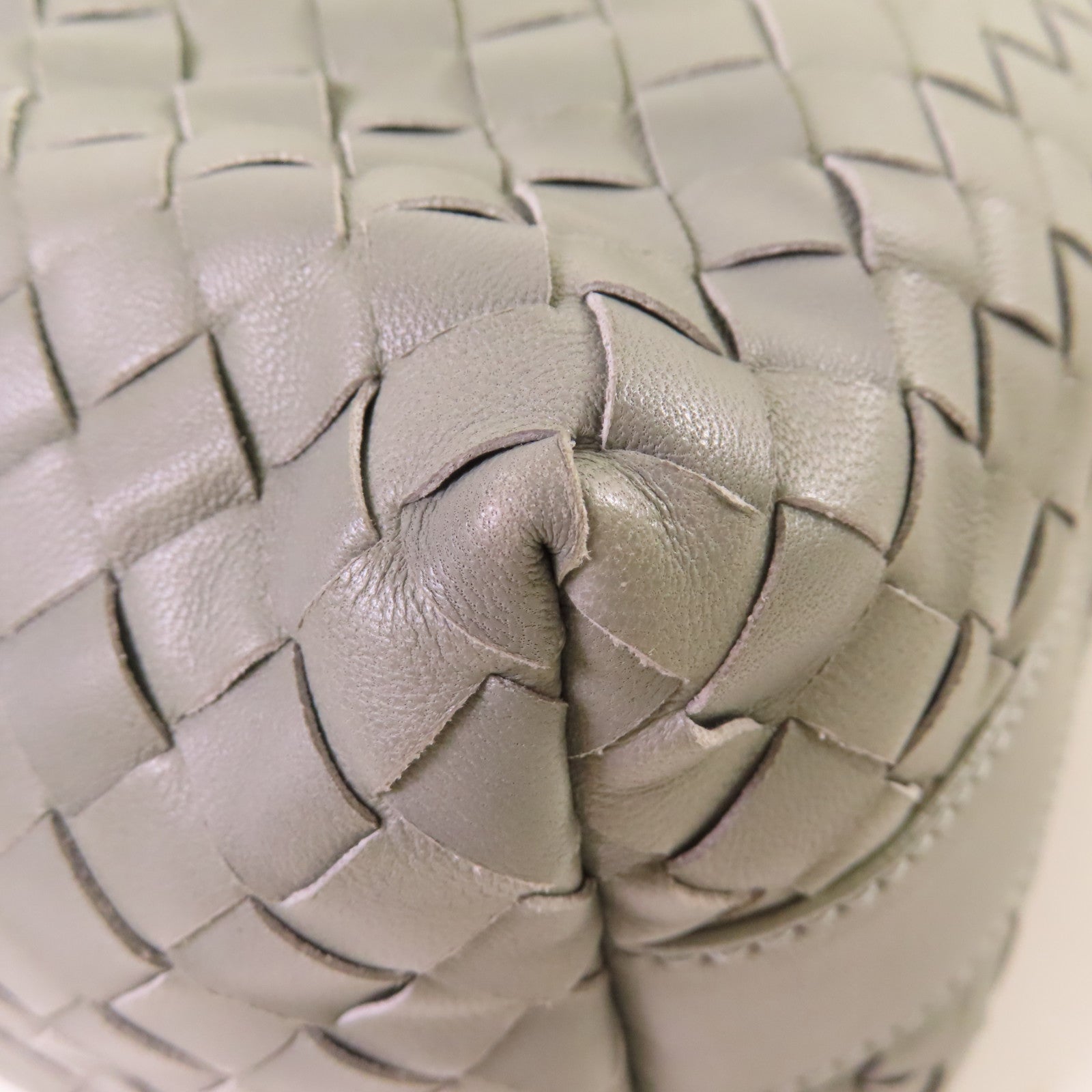 BOTTEGA VENETA 織紋皮革Handbag金扣手挽袋灰色