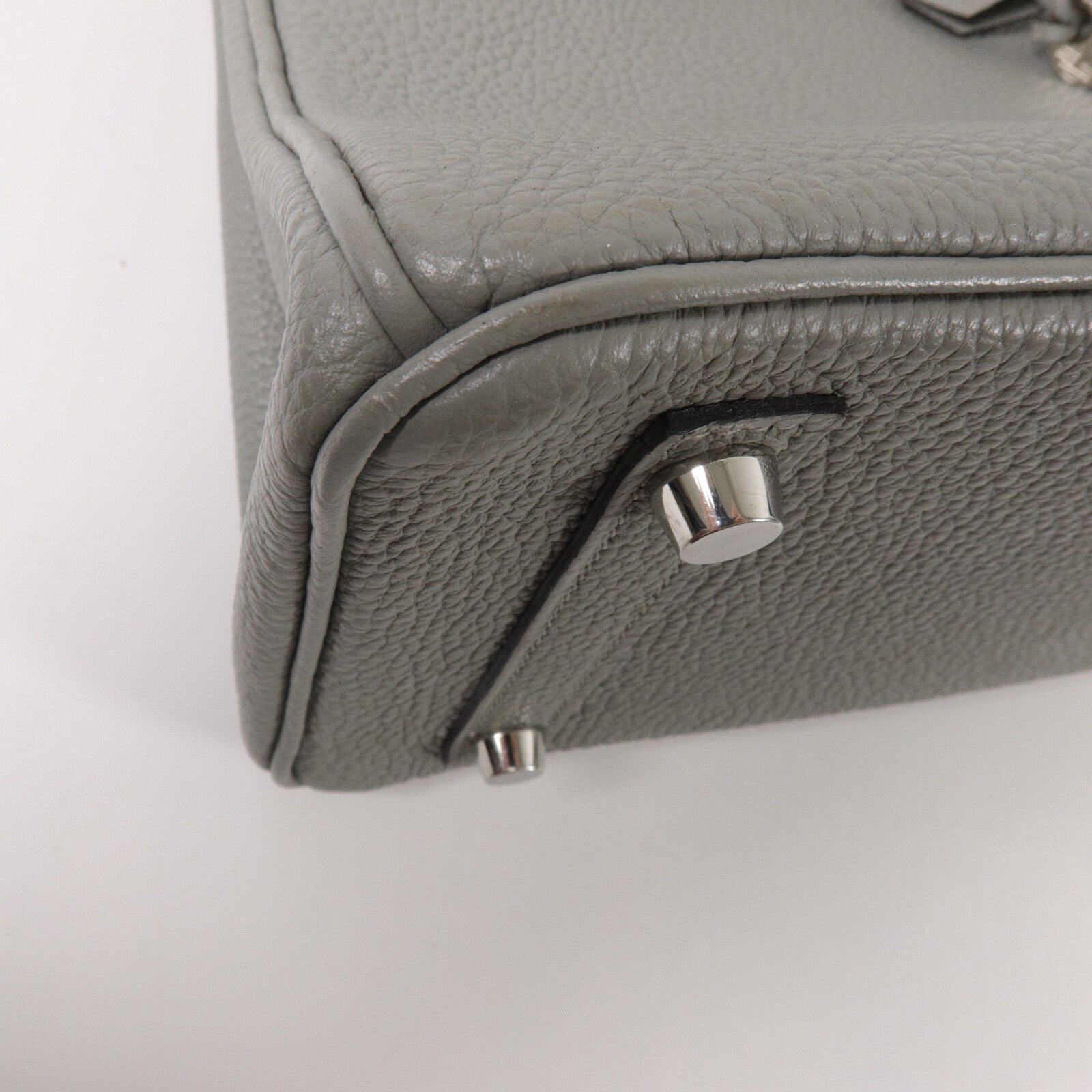 HERMES Clemence皮革Birkin 25手挽袋Gris Mouette
