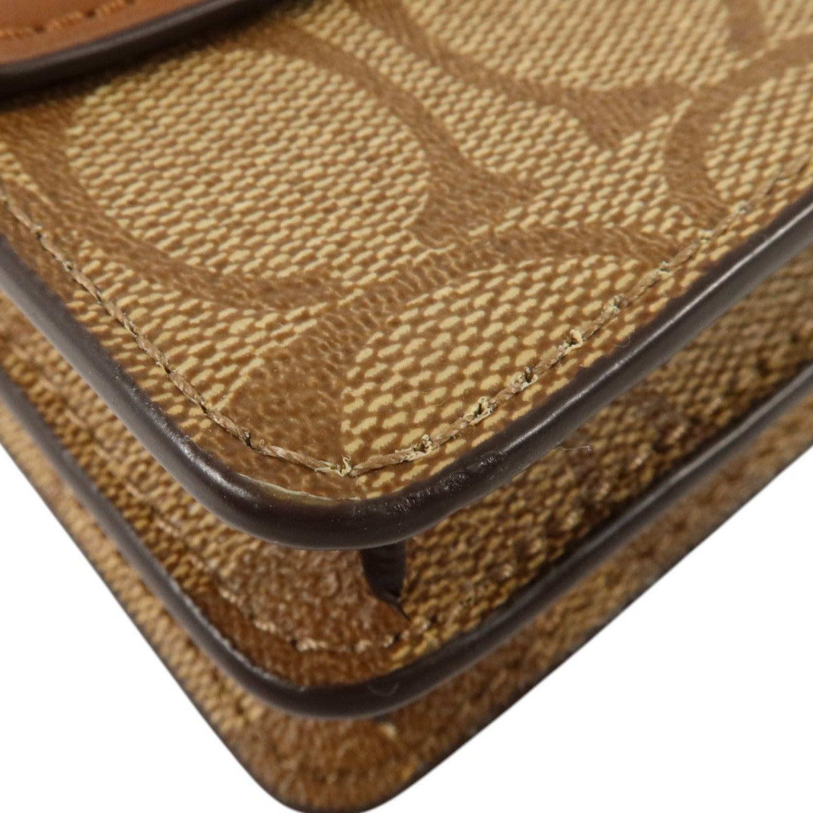 COACH 塗層帆布/牛皮皮革Foldover Wristlet Pouch金扣手拿包