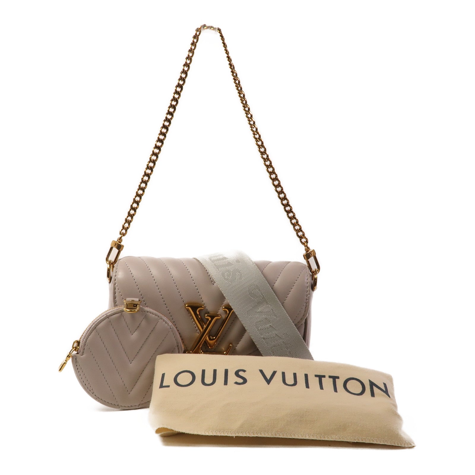 LOUIS VUITTON 牛皮皮革New Wave Multi-Pochette金扣手挽肩背兩用袋