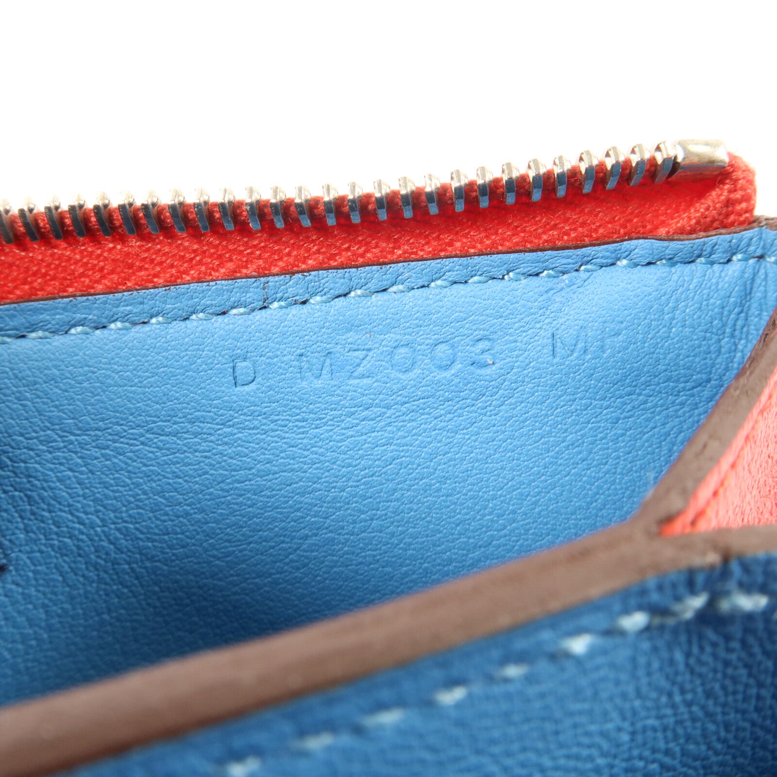 HERMES Evercolor皮革Atout Pouch 14(PM)小袋Rouge Casaque/Bleu Du Nord