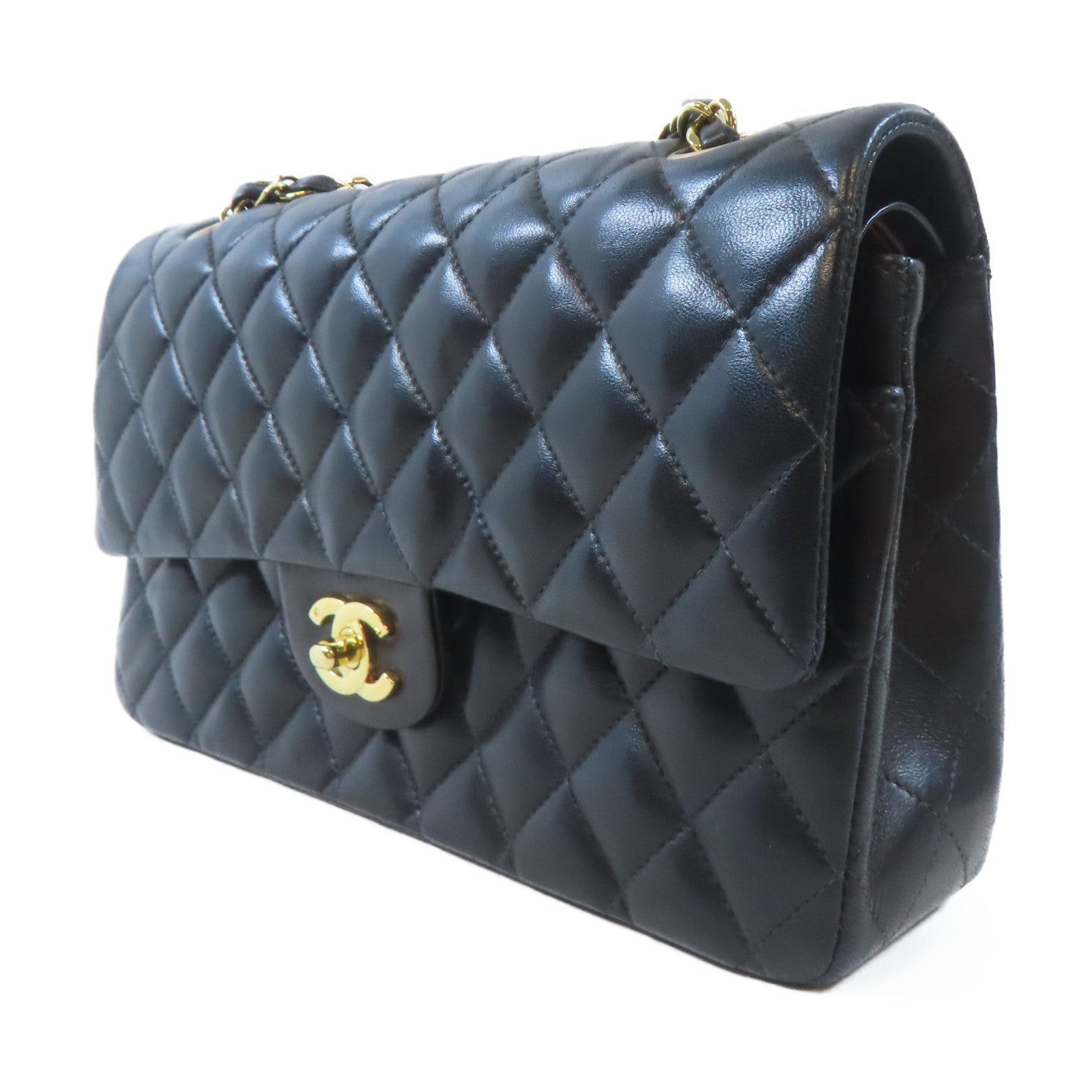 CHANEL 【激減優惠】菱格羊皮皮革Classic 25金扣鏈帶肩背袋黑色