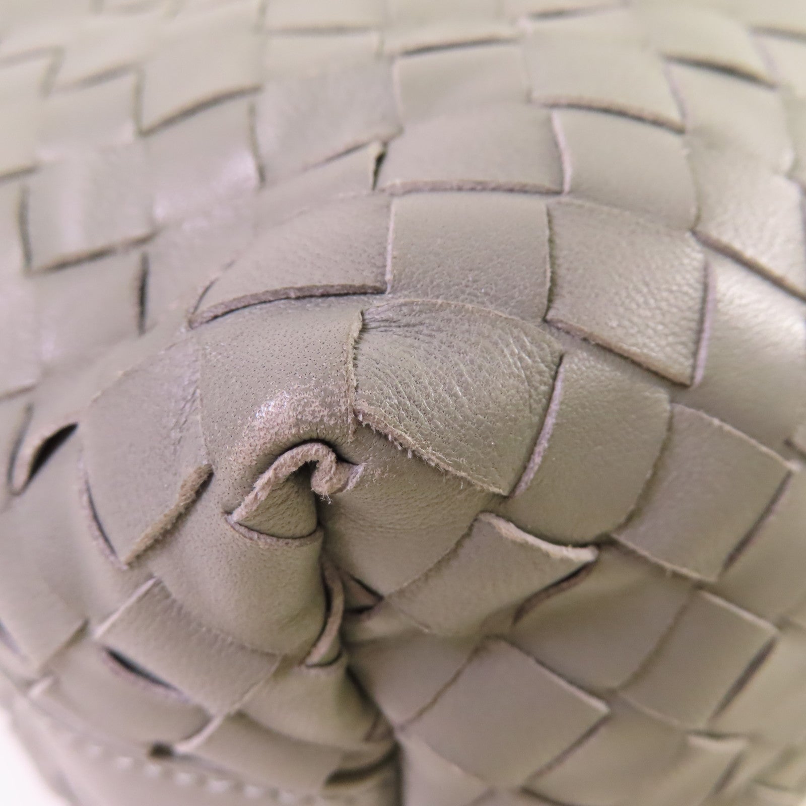 BOTTEGA VENETA 織紋皮革Handbag金扣手挽袋灰色