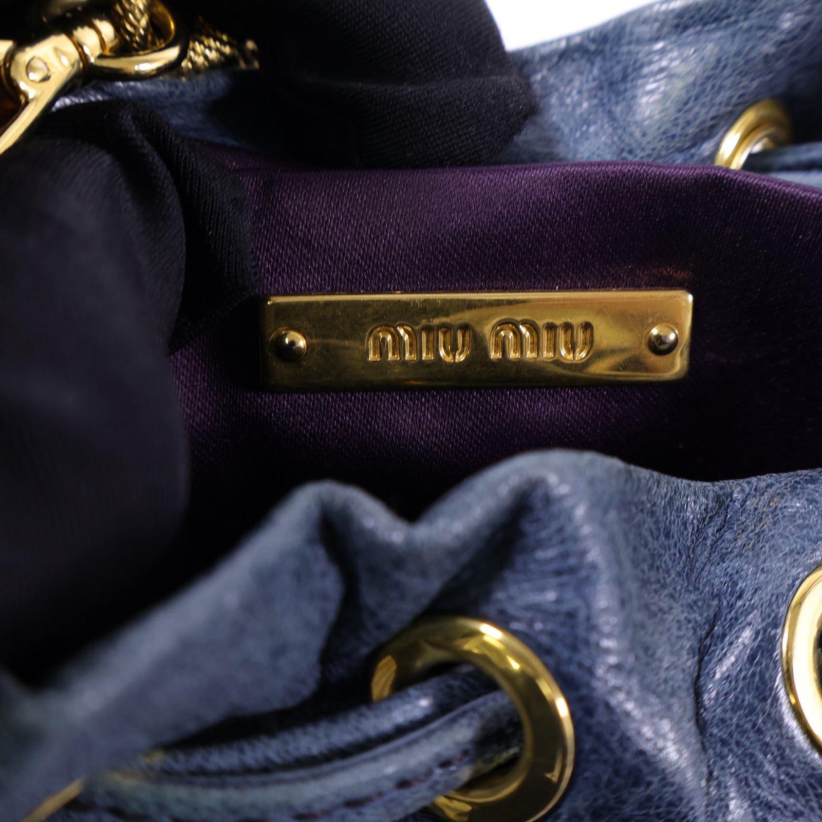 Miu Miu 牛皮皮革Chain Shoulder金扣鏈帶肩背袋
