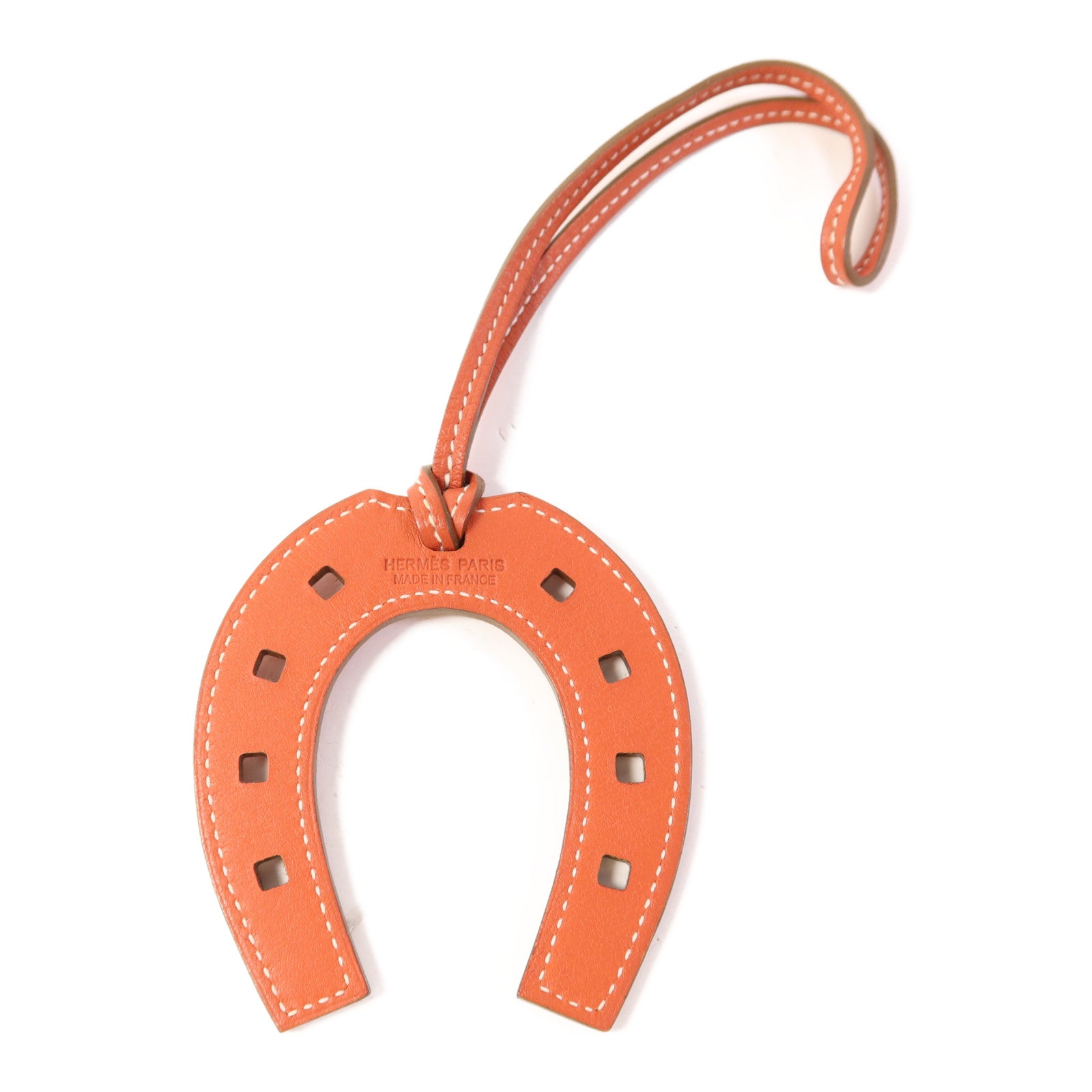 HERMES Swift皮革Padlock Horseshoe Charm掛飾Sanguine