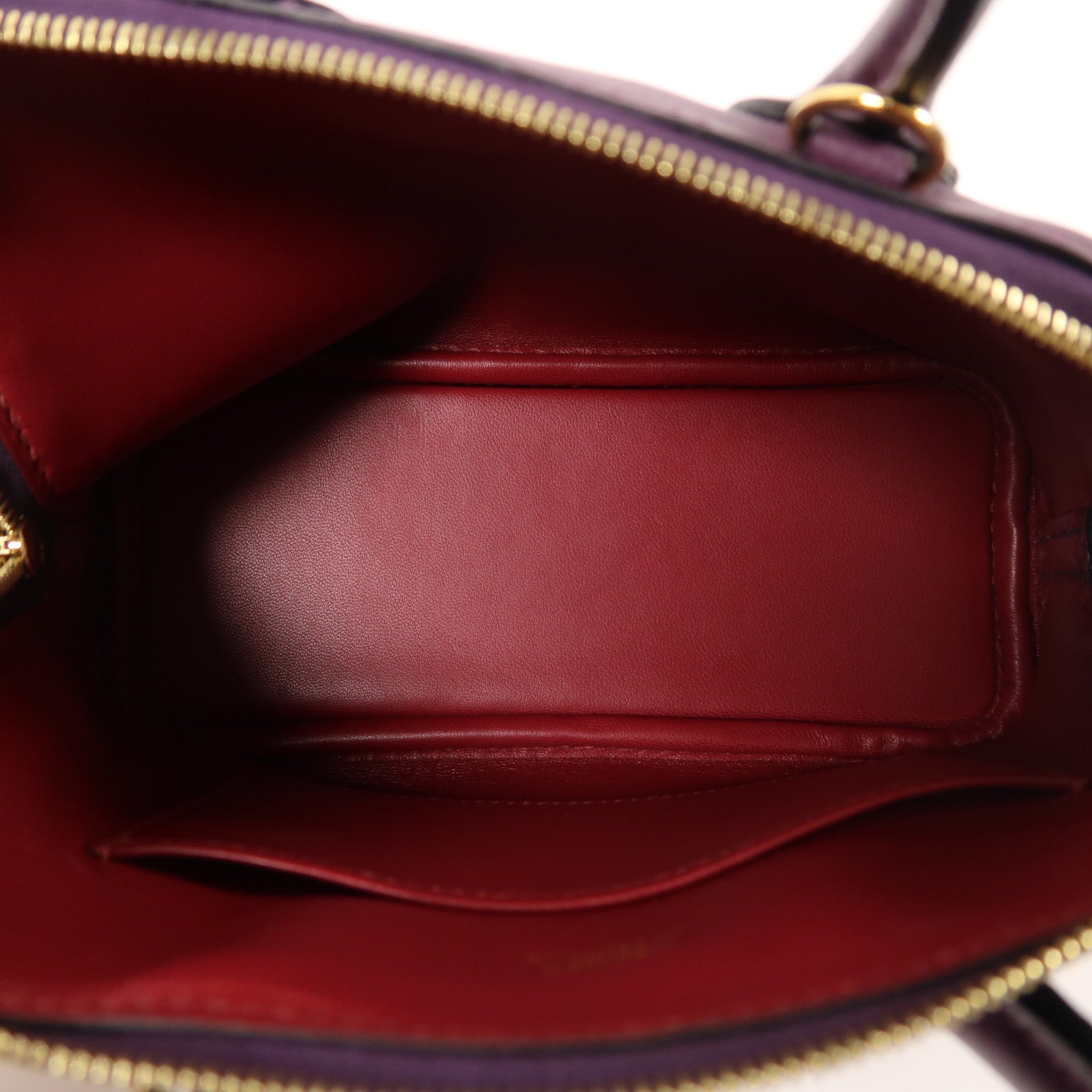 HERMES GHW Mini Bolide 2 Way Shoulder Bag Evercolor Leather Cassis/Rouge Grenat