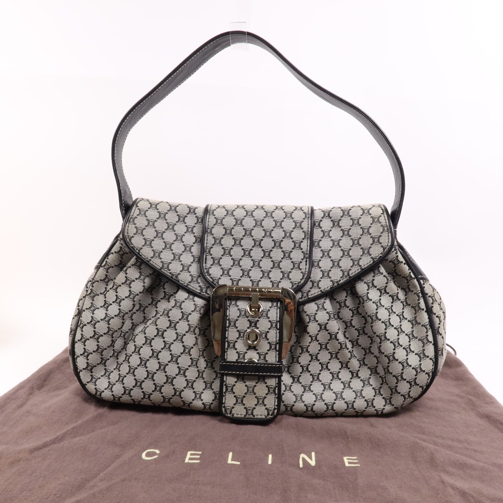 CELINE 帆布Shoulder Bag銀扣肩背袋