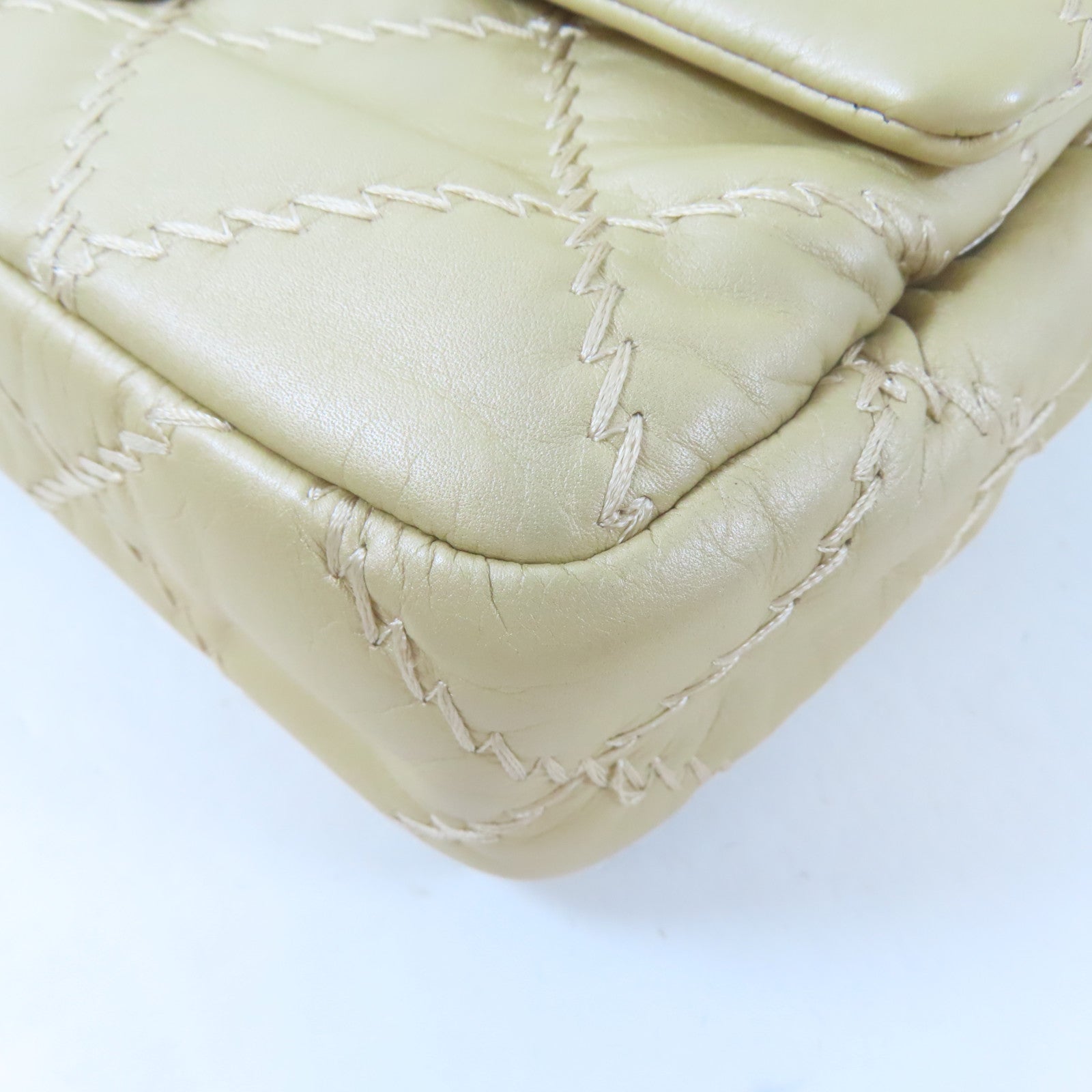CHANEL 菱格羊皮皮革Chain Shoulder Bag銀扣鏈帶肩背袋金色