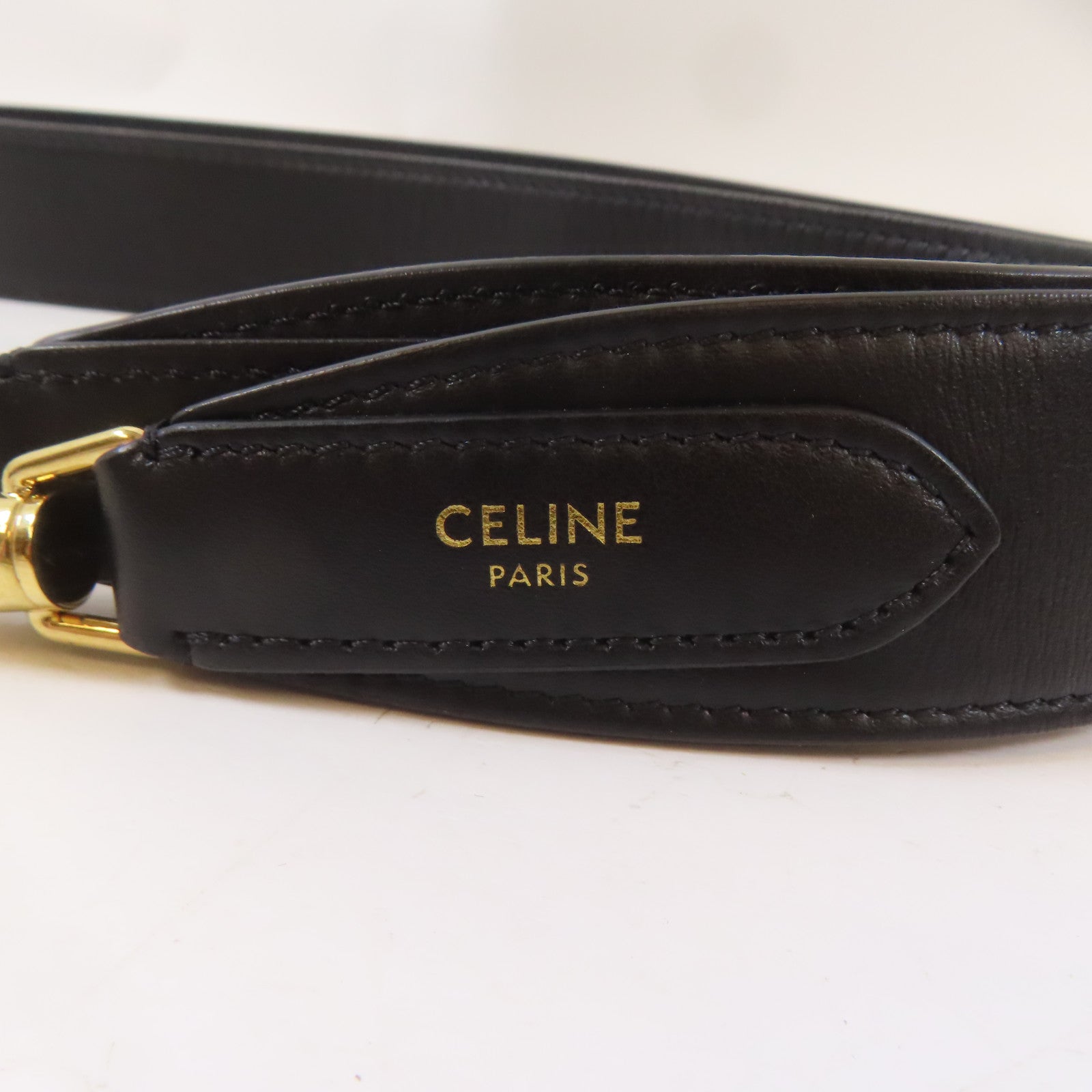 CELINE 牛皮皮革Shoulder Strap金扣黑色