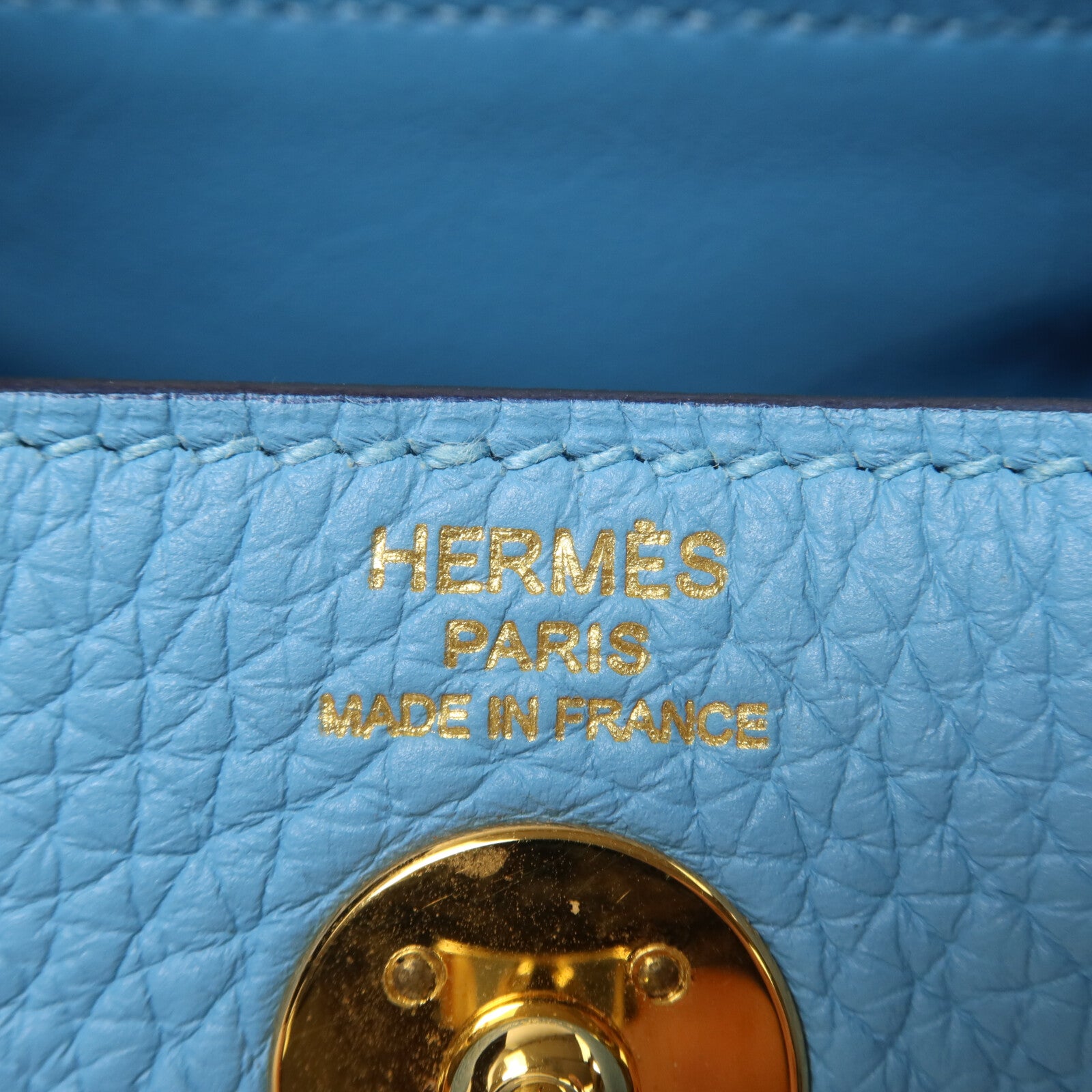 HERMES Clemence皮革Mini Lindy手挽肩背兩用袋Bleu Du Nord