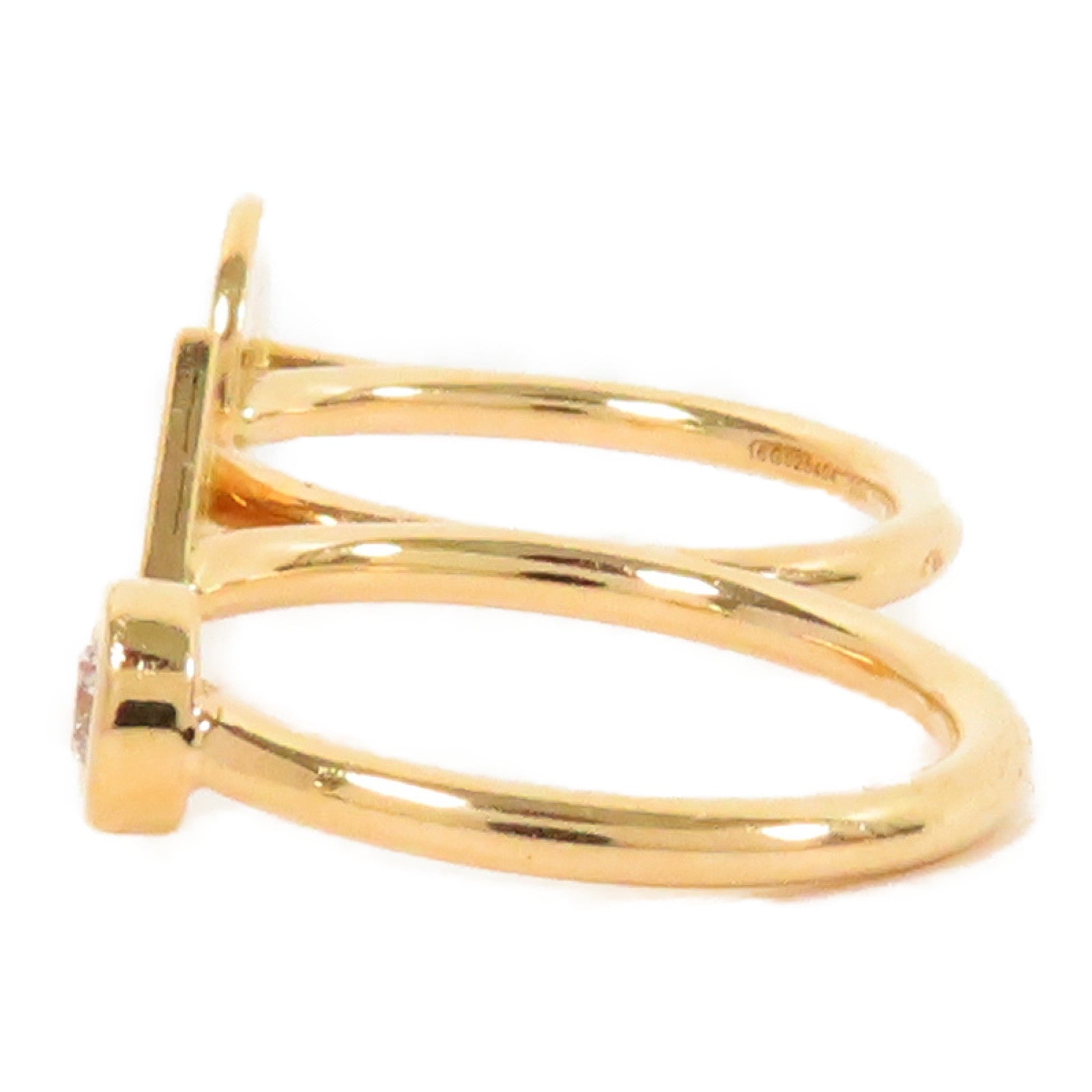 HERMES 【激減優惠】18K黃金Double Ring0.11ct鑽石戒指US#5.25/5.75