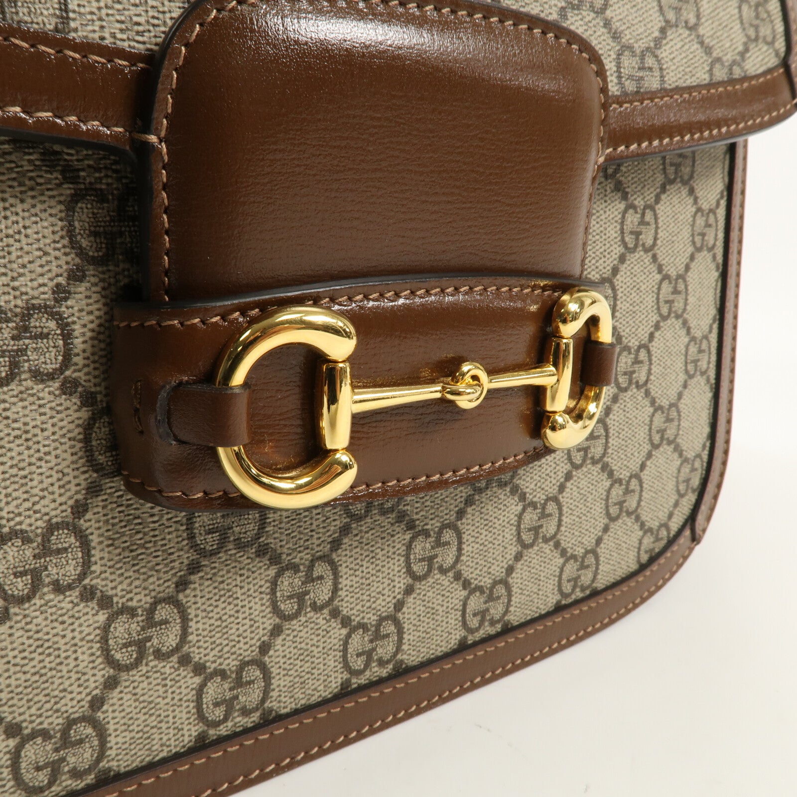 GUCCI 塗層皮革Morsebit 1955金扣肩背袋