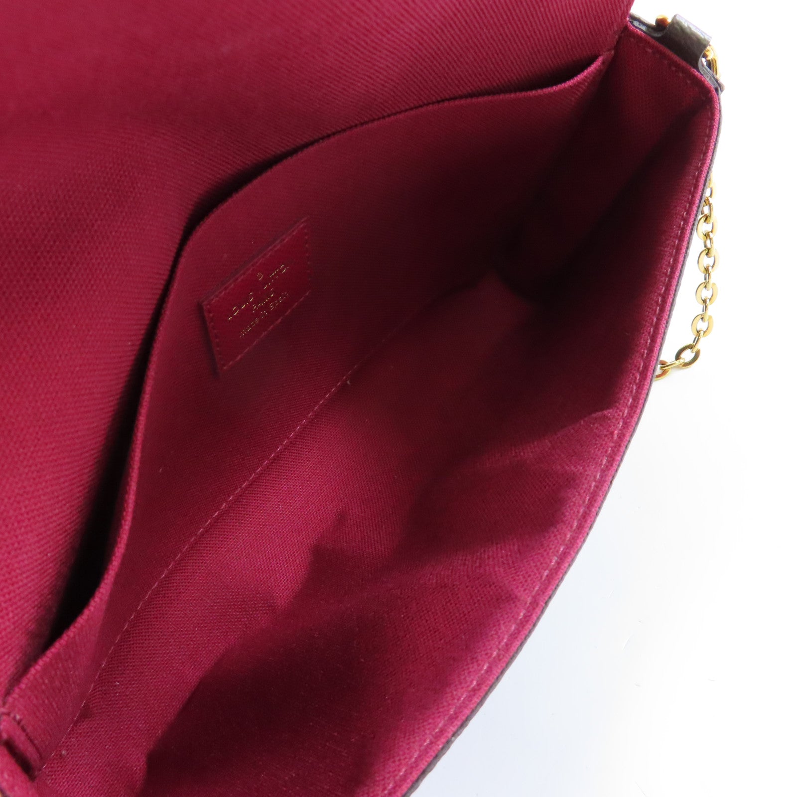 LOUIS VUITTON Monogram Pochette Felicie Shoulder Bag金扣鏈帶肩背袋啡色