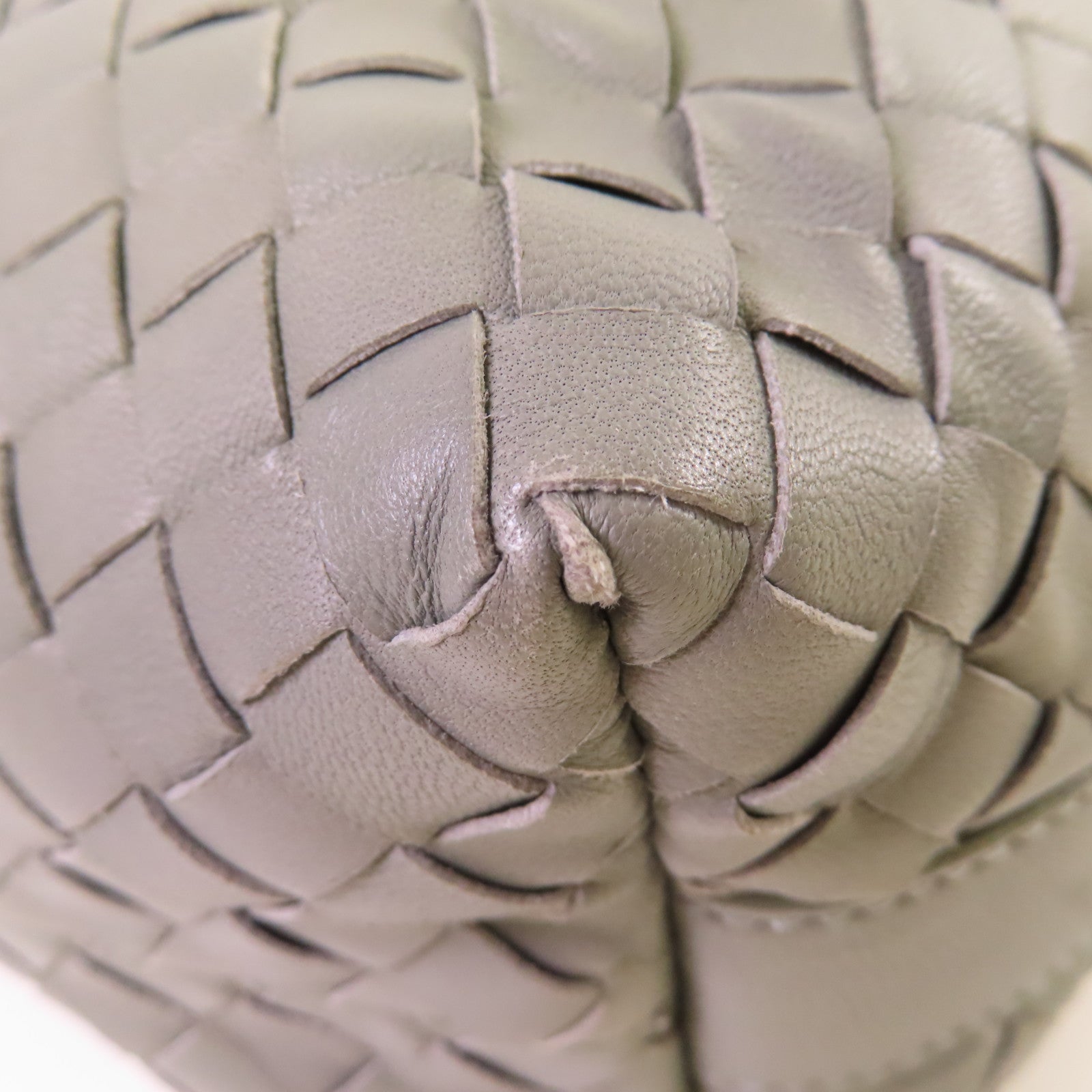 BOTTEGA VENETA 織紋皮革Handbag金扣手挽袋灰色