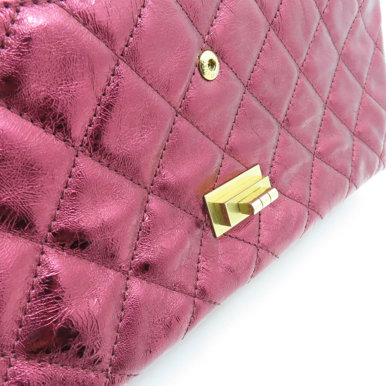 CHANEL 【激減優惠】菱格牛皮皮革2.55金扣鏈帶肩背袋紅色