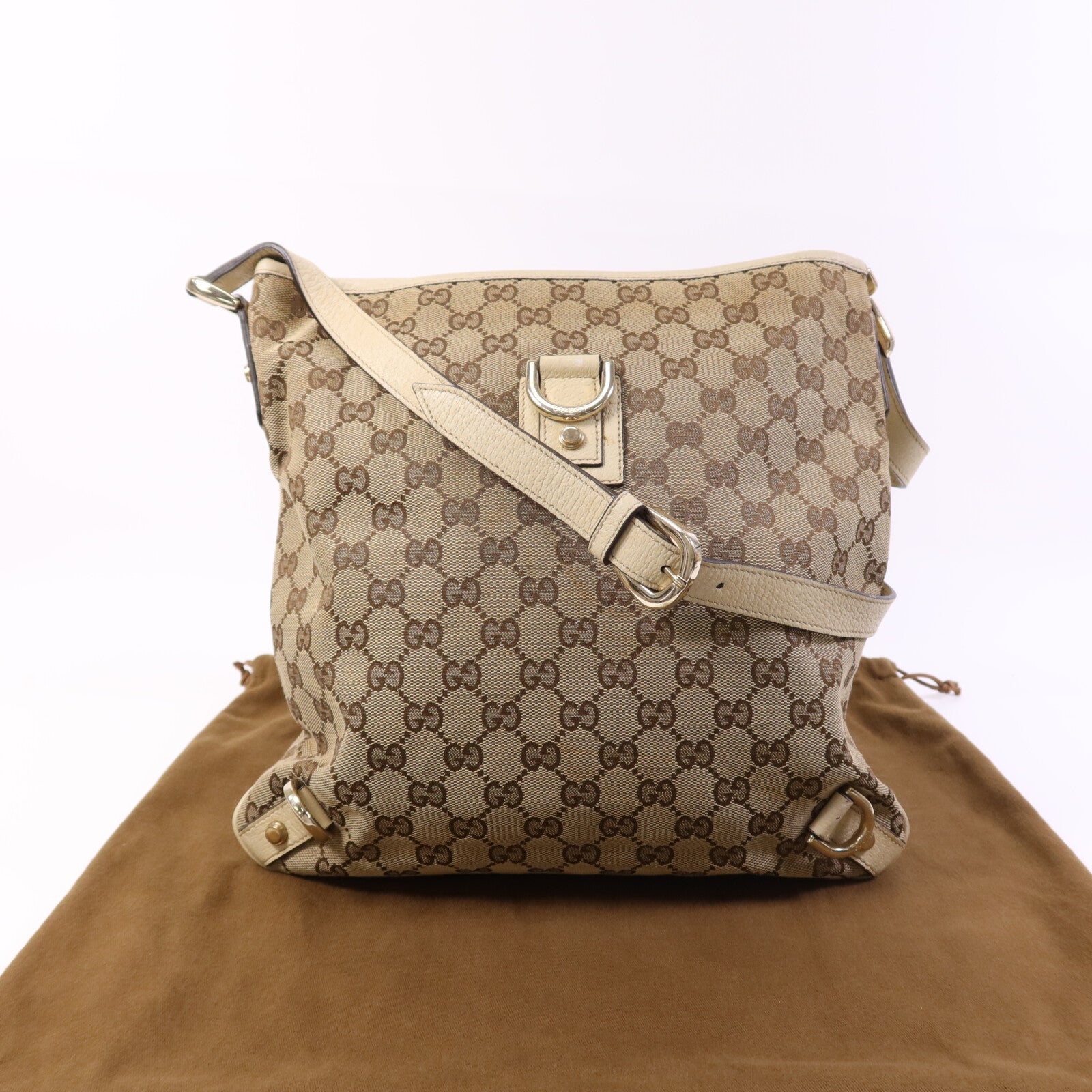 GUCCI 帆布Shoulder Bag金扣肩背袋