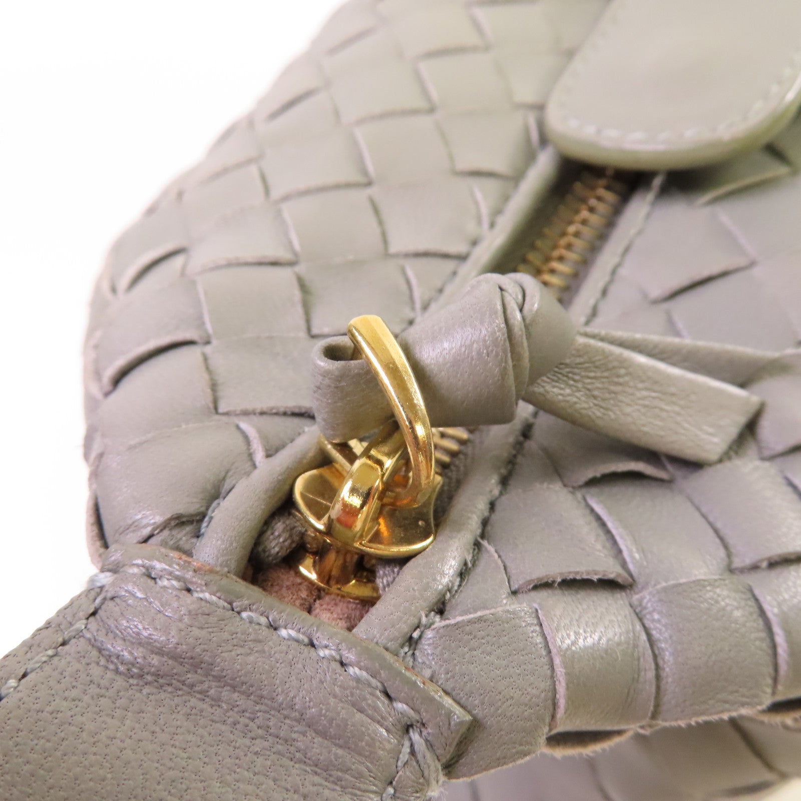 BOTTEGA VENETA 織紋皮革Handbag金扣手挽袋灰色