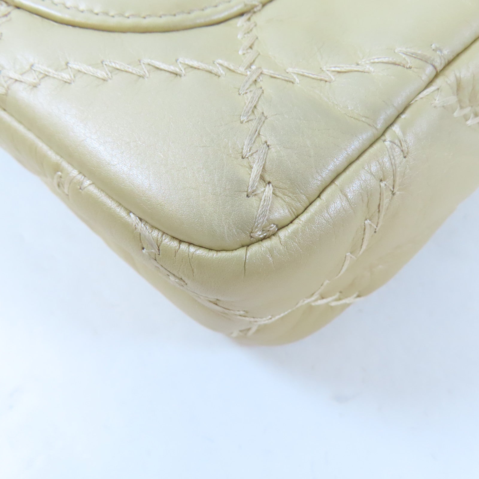 CHANEL 菱格羊皮皮革Chain Shoulder Bag銀扣鏈帶肩背袋金色