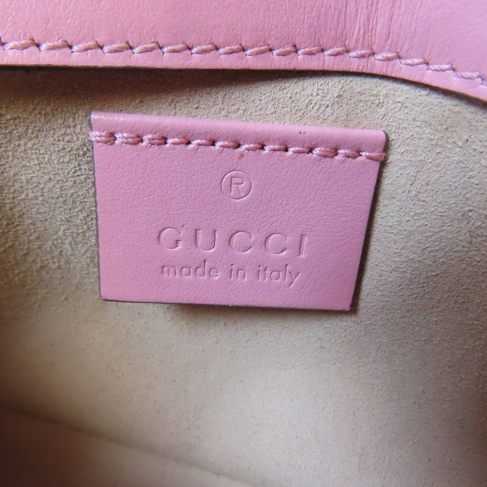 GUCCI 牛皮皮革GG Marmont銀扣鏈帶肩背袋粉紅色