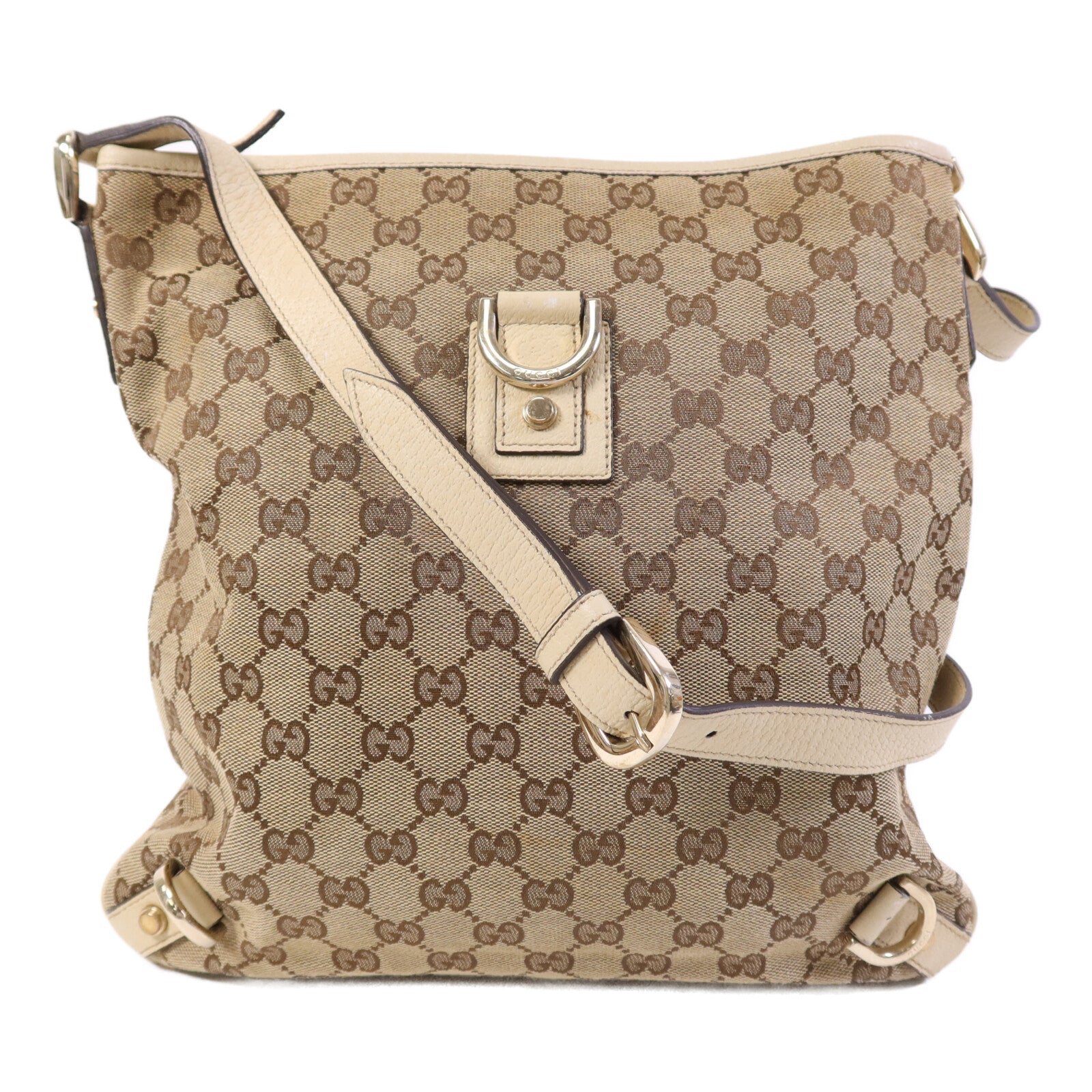 GUCCI 帆布Shoulder Bag金扣肩背袋