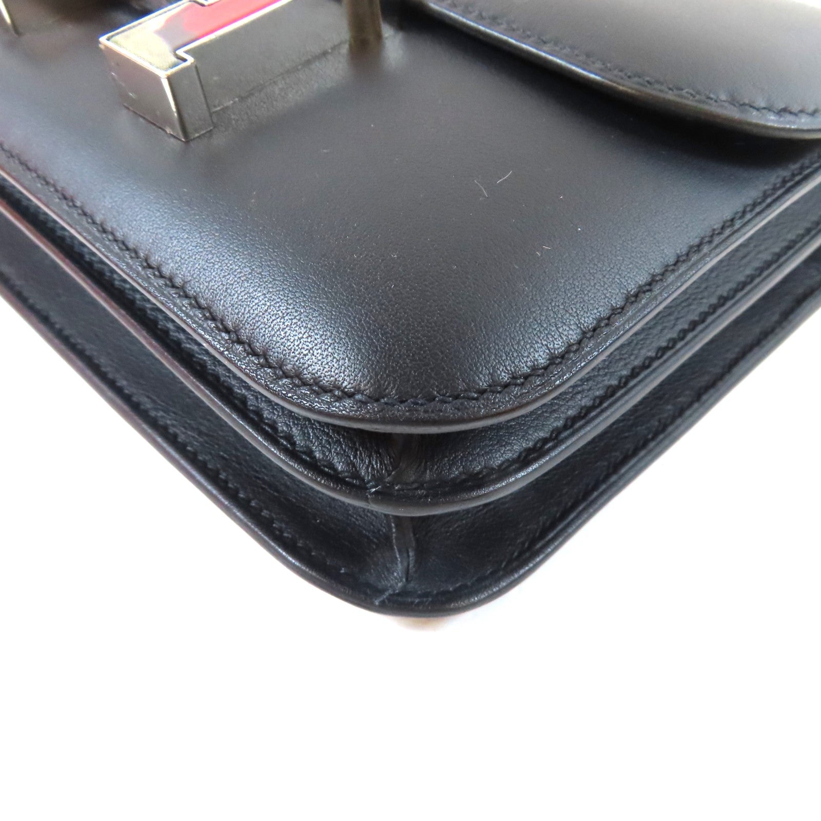HERMES 【激減優惠】Swift皮革Constance Mini銀扣肩背袋黑色