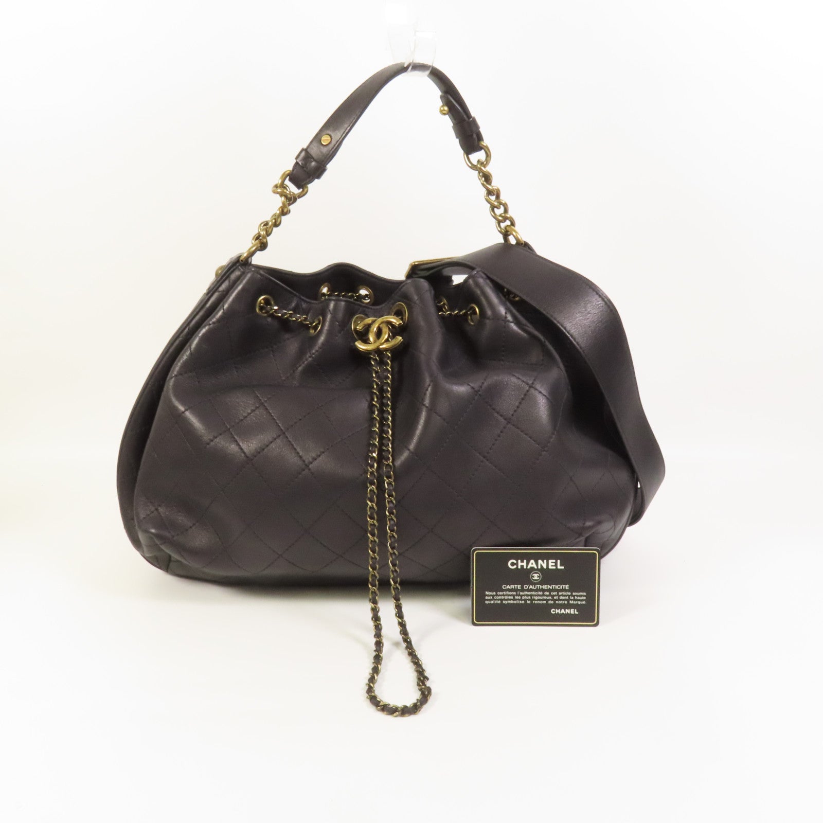 CHANEL 牛皮皮革Shoulder Bag金扣手挽肩背兩用袋