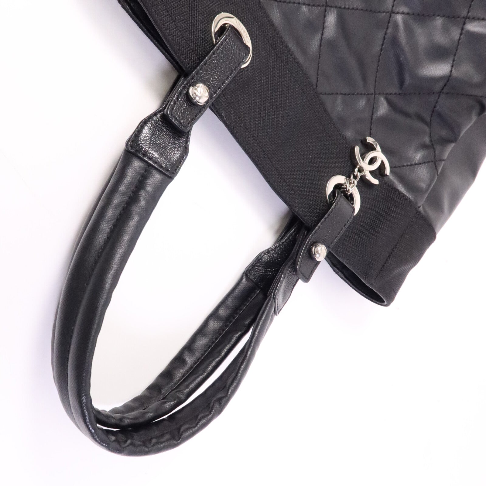 CHANEL 牛皮皮革Tote Bag銀扣手挽袋