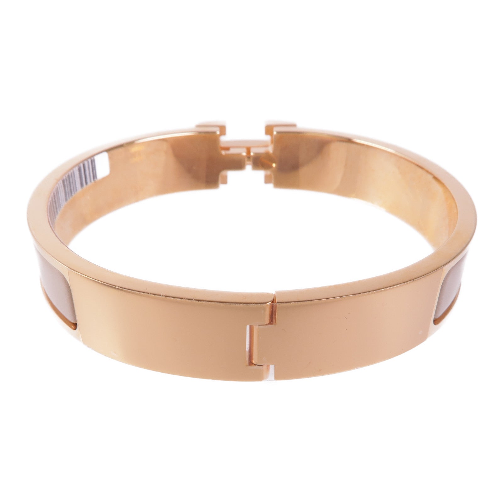 HERMES 金屬/琺瑯Clic H Bracelet金扣手鐲Marron Glace