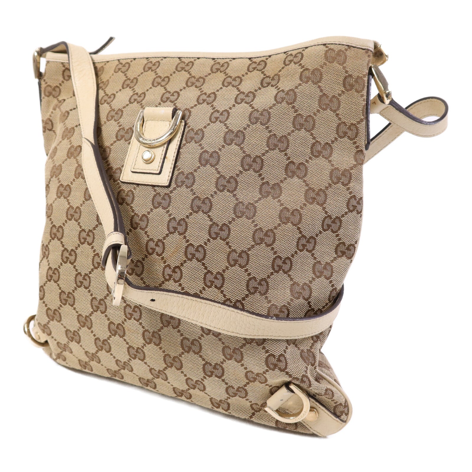 GUCCI 帆布Shoulder Bag金扣肩背袋