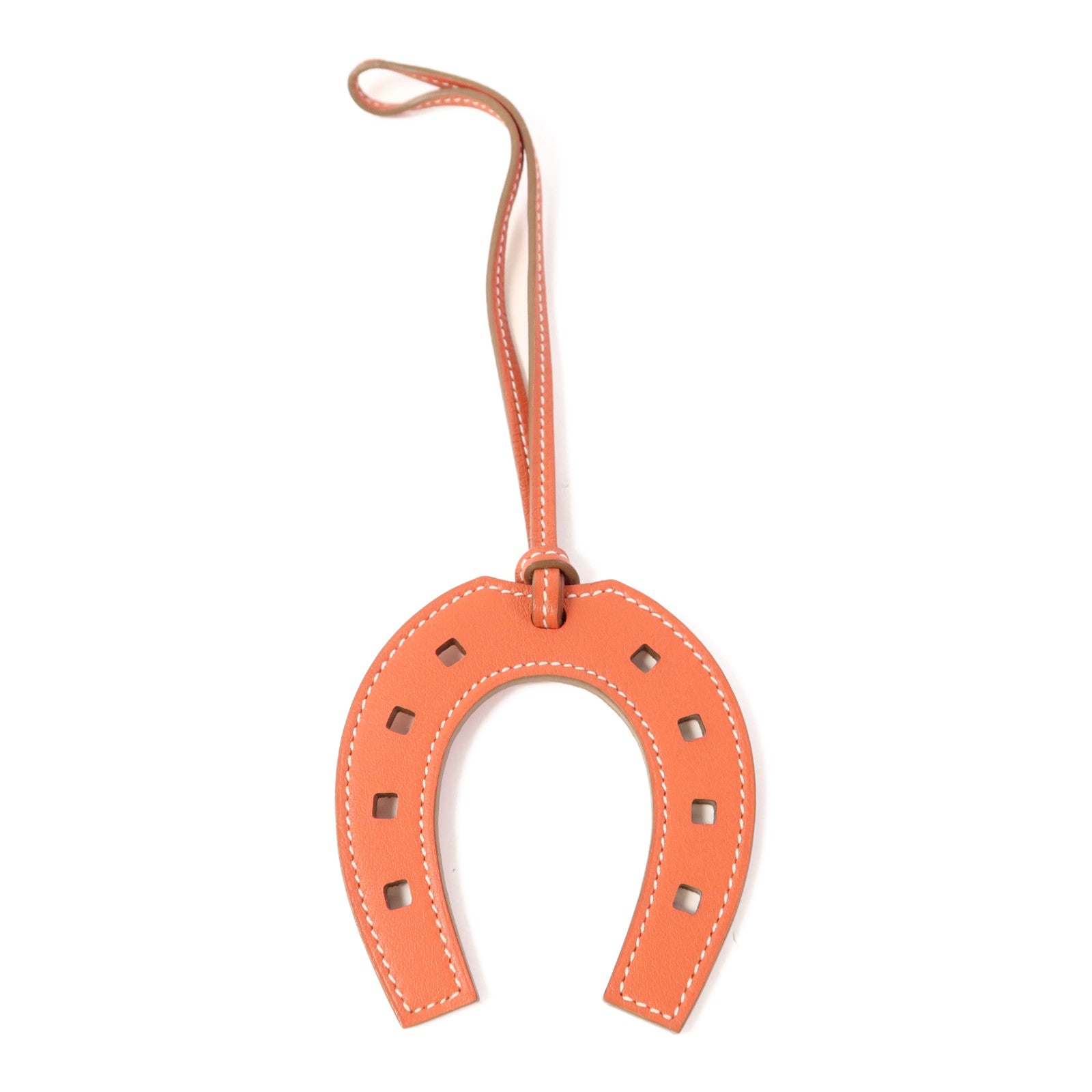 HERMES Swift皮革Padlock Horseshoe Charm掛飾Sanguine