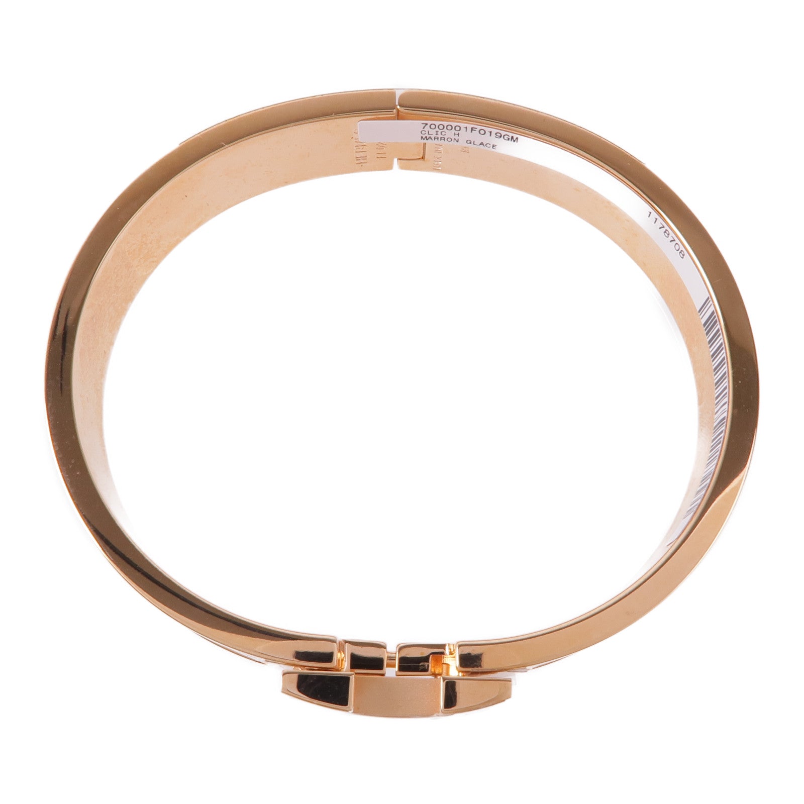 HERMES 金屬/琺瑯Clic H Bracelet金扣手鐲Marron Glace