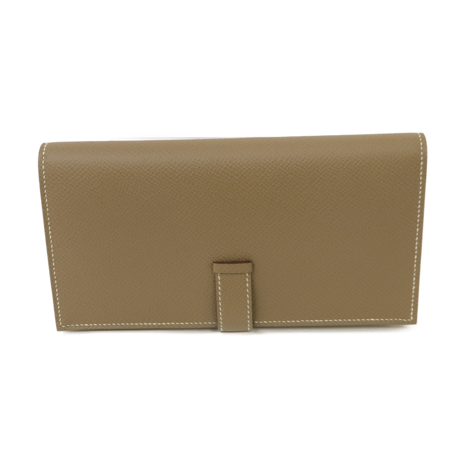 HERMES Epsom皮革Brean Long Wallet金扣長錢包Etoupe米灰色