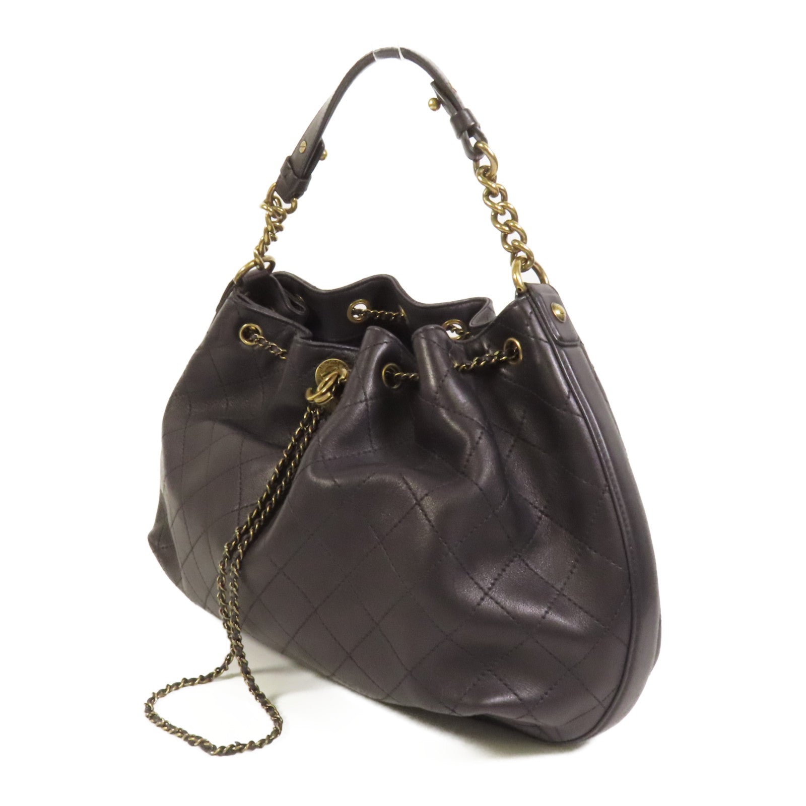 CHANEL 牛皮皮革Shoulder Bag金扣手挽肩背兩用袋