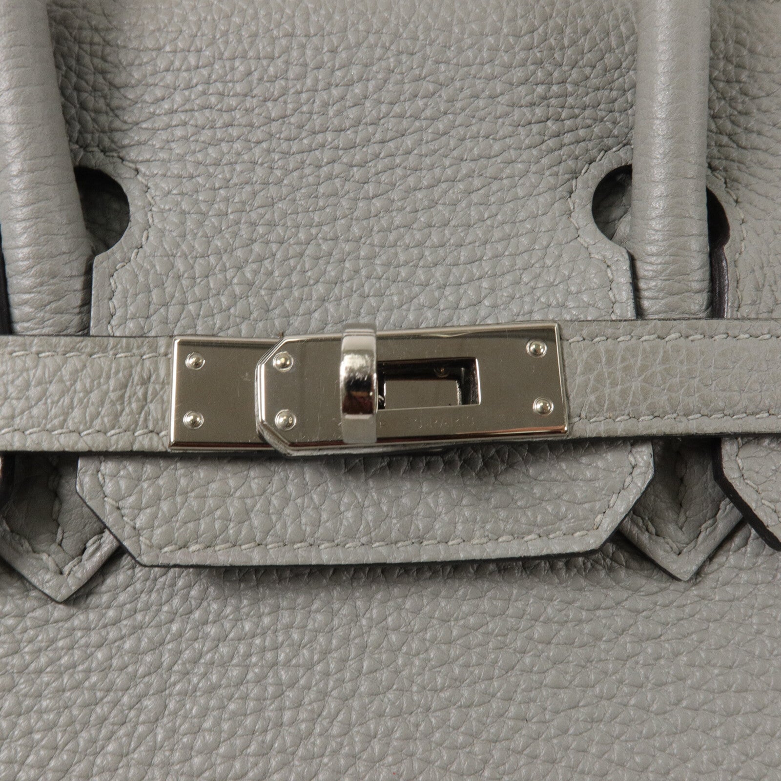 HERMES Clemence皮革Birkin 25手挽袋Gris Mouette