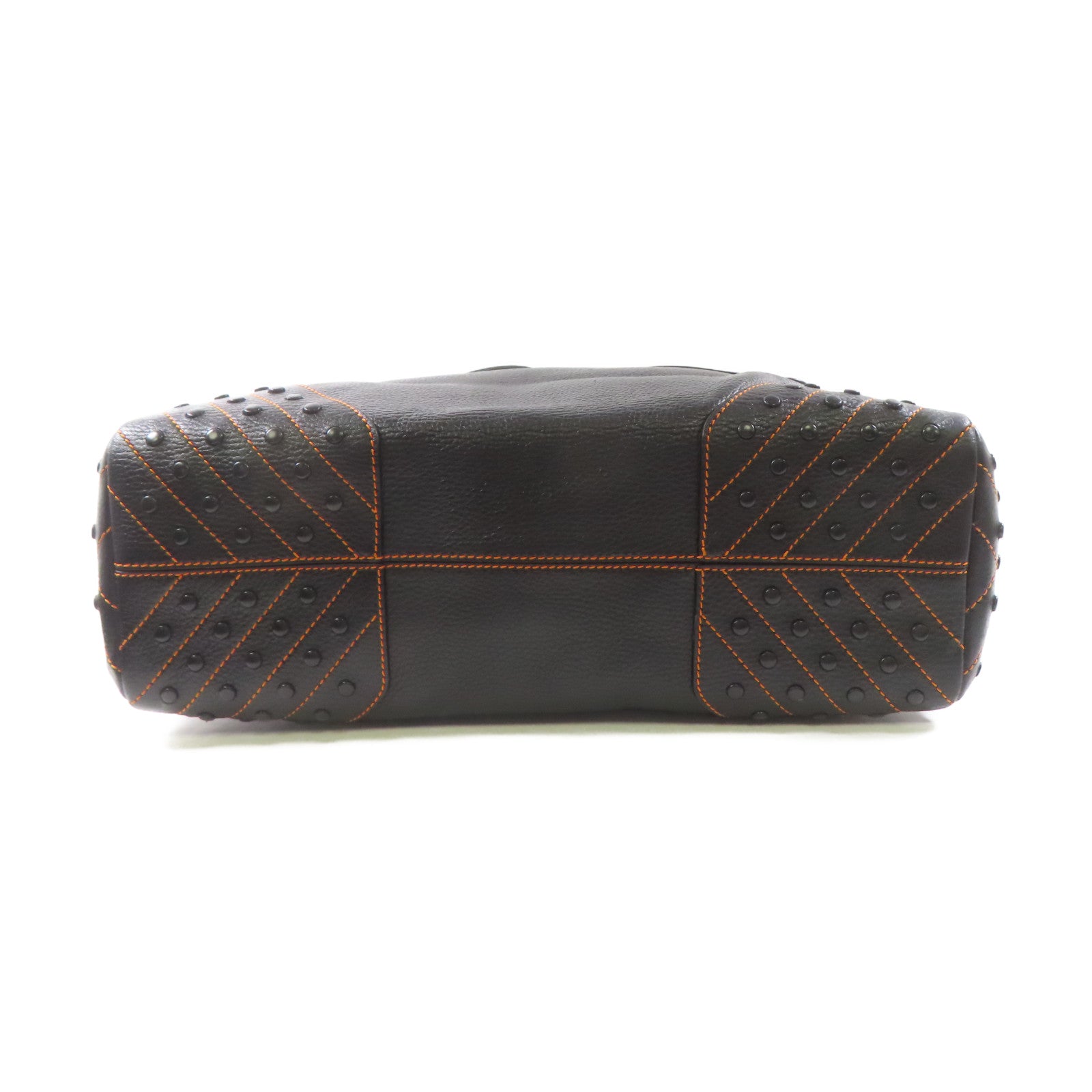 TOD'S 牛皮皮革2 Way Bag銀扣手挽肩背兩用袋黑色