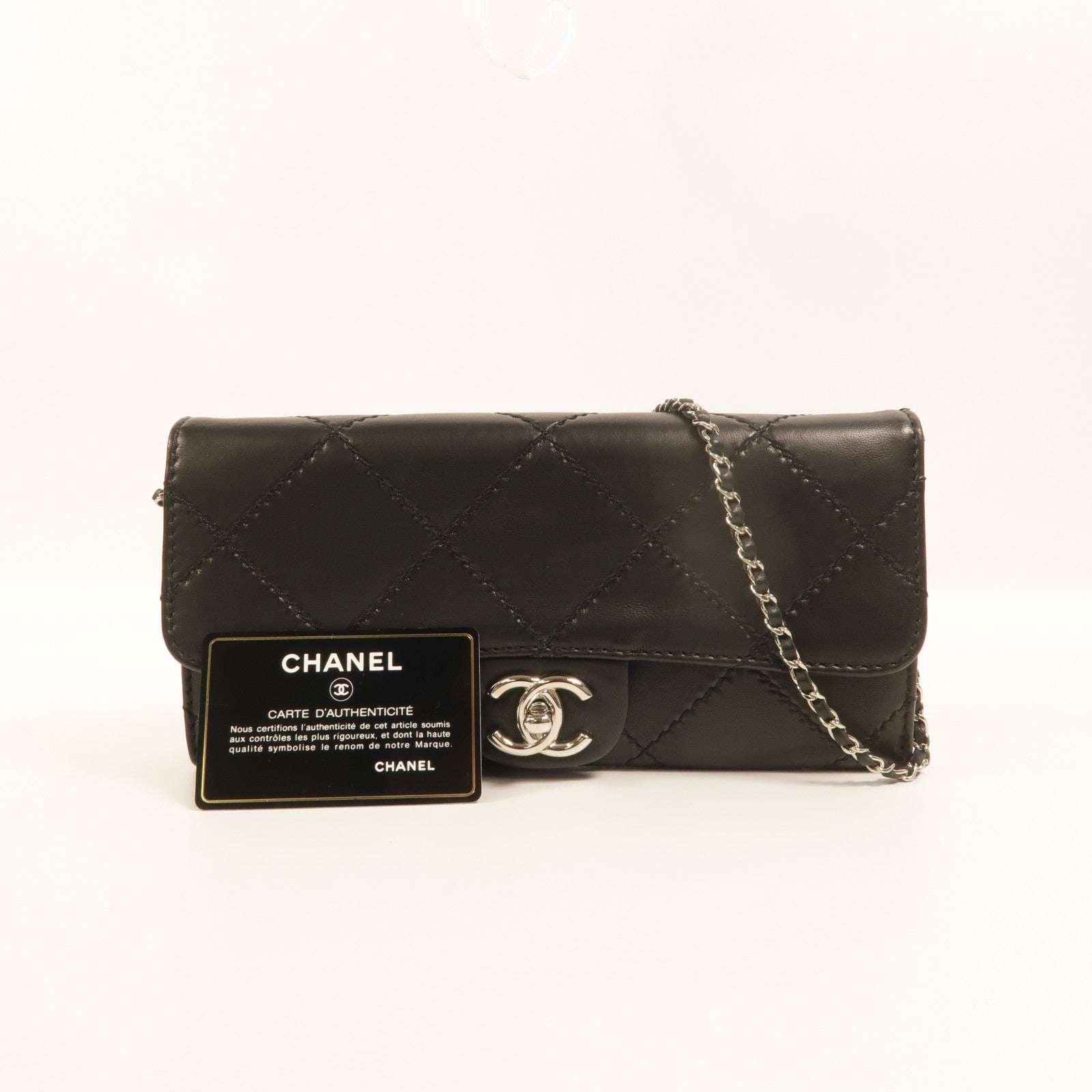 CHANEL 羊皮皮革WOC鏈帶肩背袋