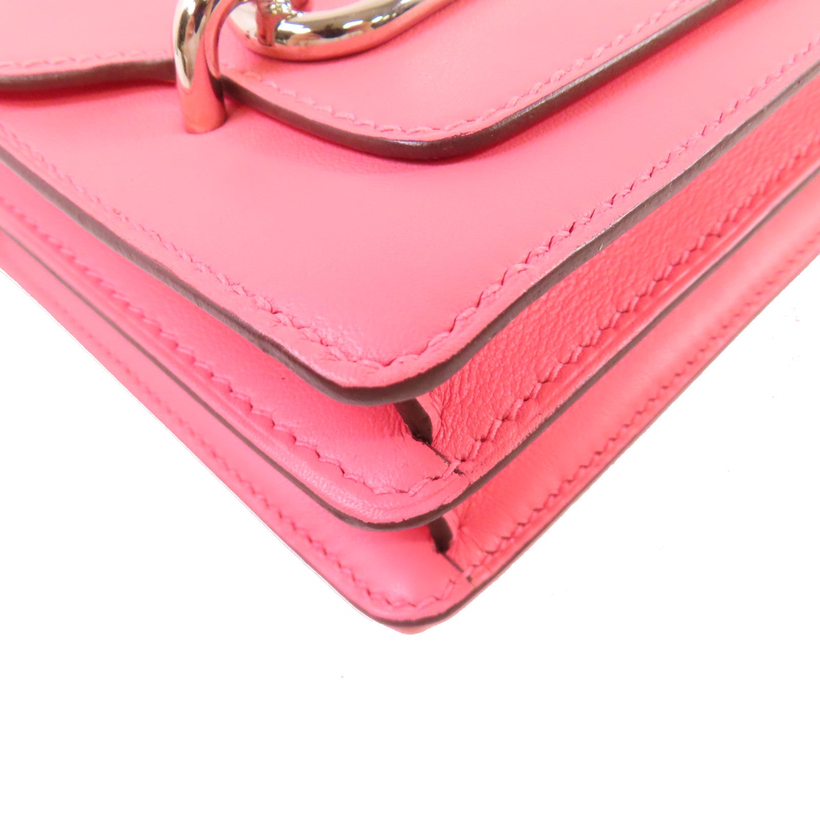 HERMES Swift皮革Mini Roulis Shoulder Bag銀扣肩背袋8W Rose Azalee/玫瑰杜鵑粉色