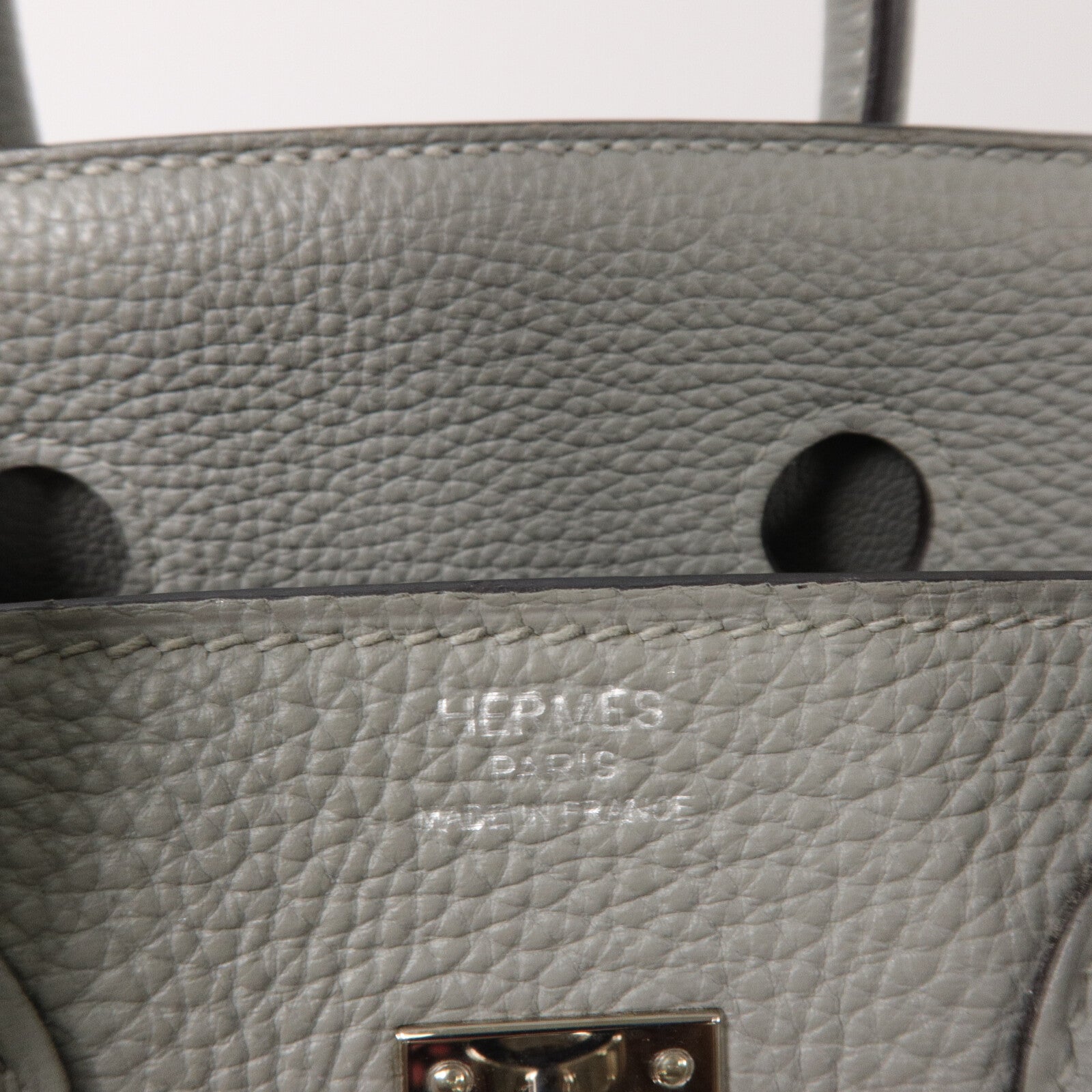 HERMES Clemence皮革Birkin 25手挽袋Gris Mouette