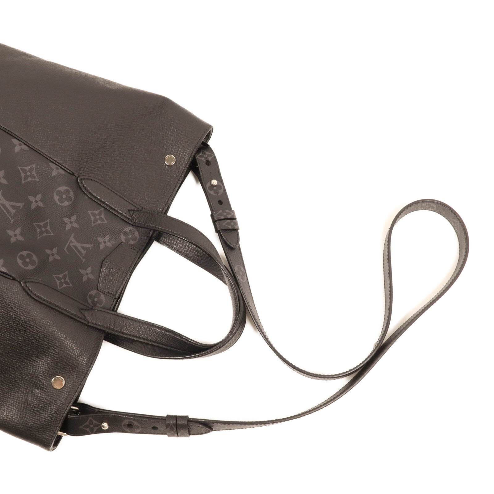 LOUIS VUITTON Monogram Eclipse Taigalama City Tote銀扣手挽肩背兩用袋