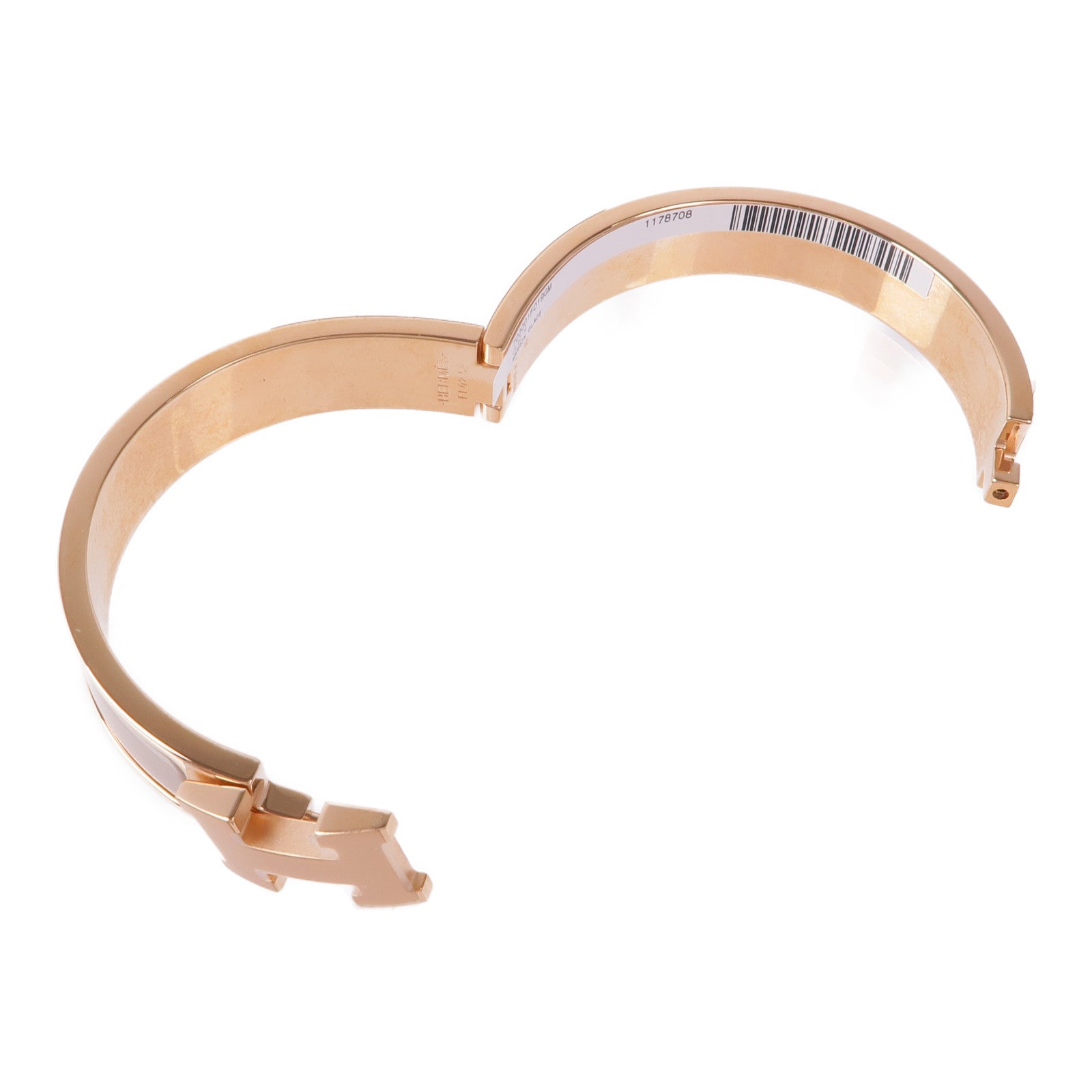 HERMES 金屬/琺瑯Clic H Bracelet金扣手鐲Marron Glace