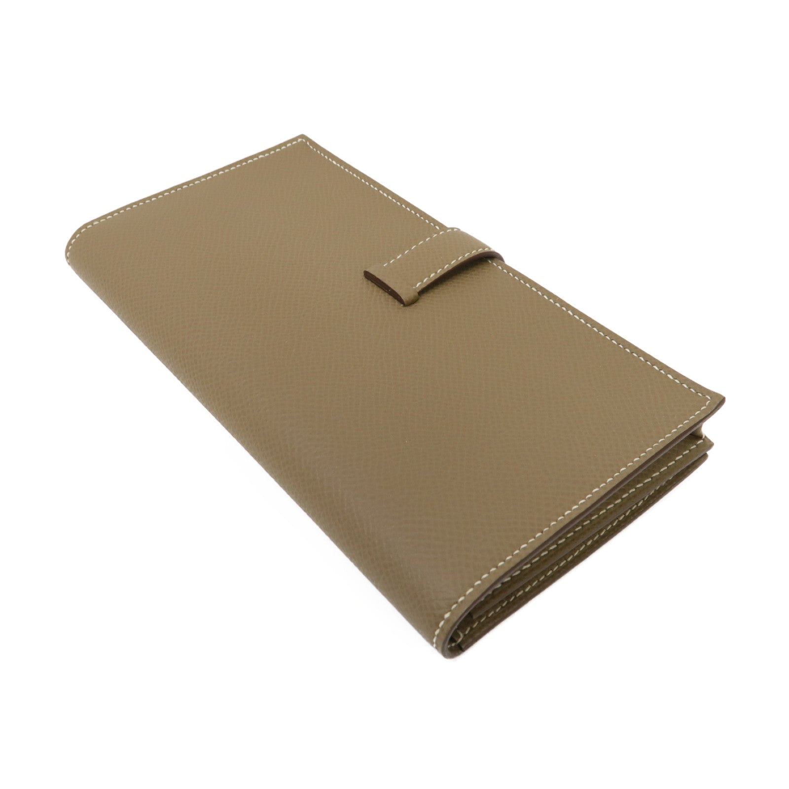 HERMES Epsom皮革Brean Long Wallet金扣長錢包Etoupe米灰色
