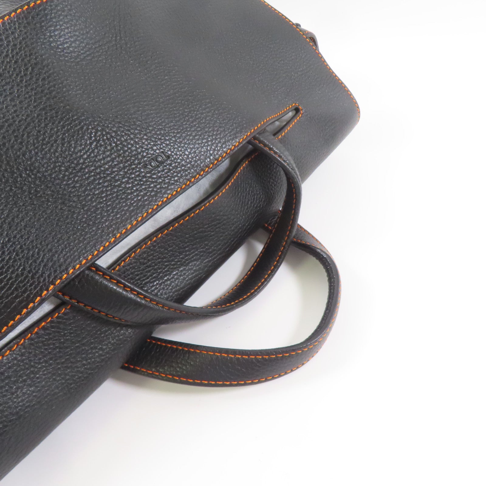 TOD'S 牛皮皮革2 Way Bag銀扣手挽肩背兩用袋黑色