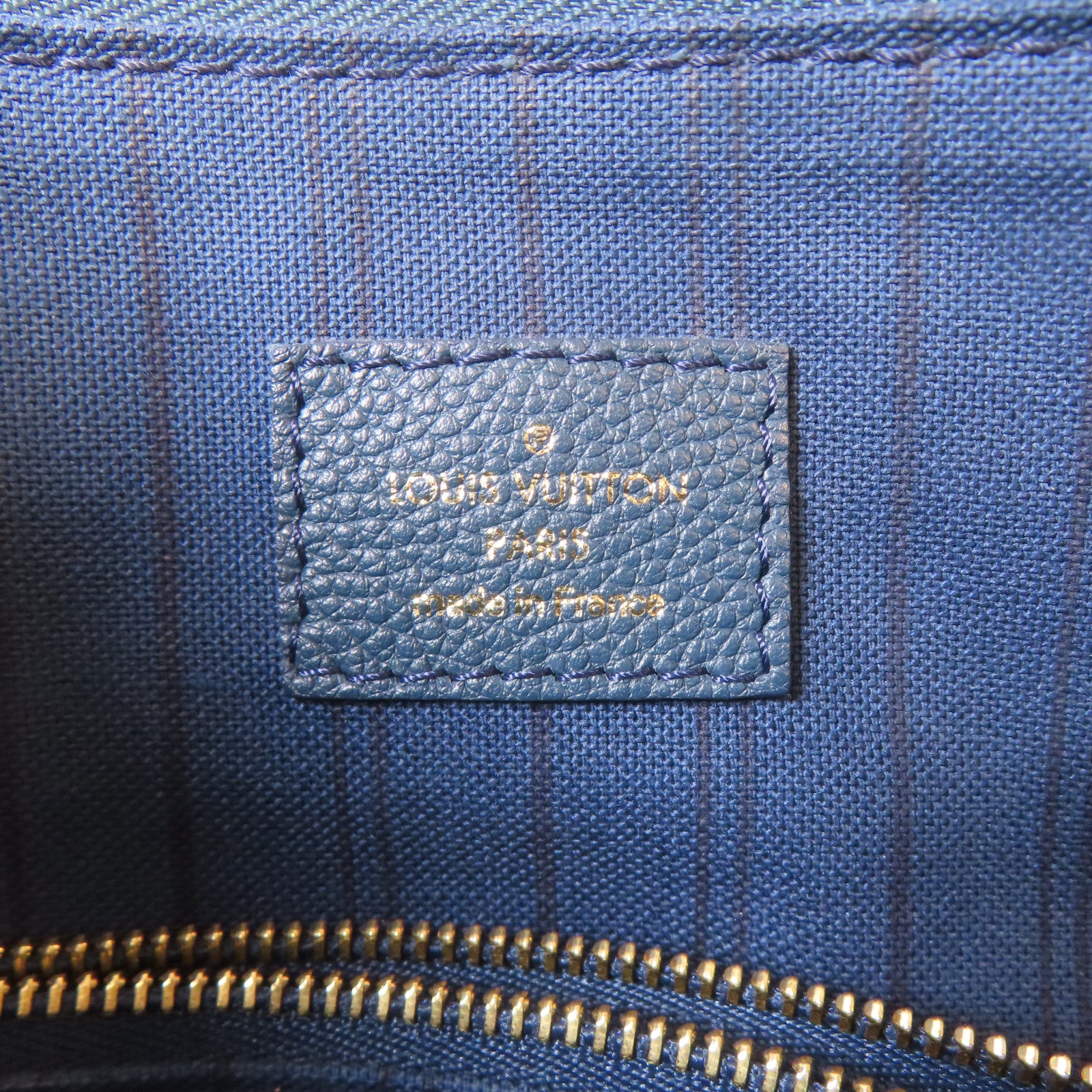 LOUIS VUITTON Monogram Empreinte Lumineuse PM金扣手挽肩背兩用袋藍色
